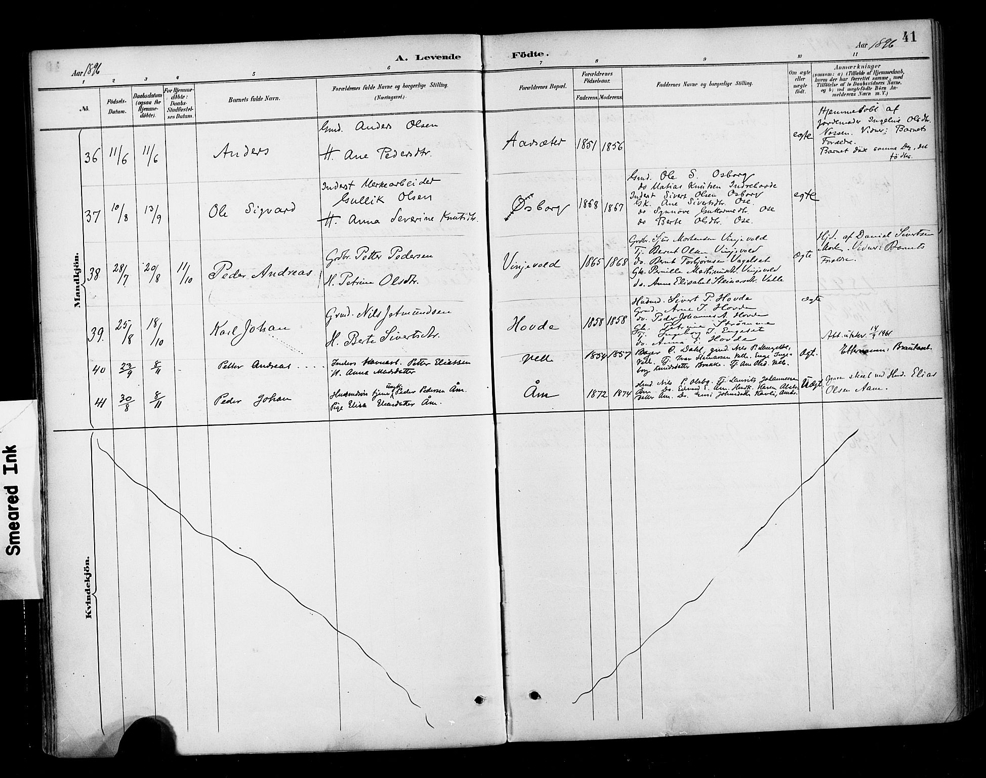 Ministerialprotokoller, klokkerbøker og fødselsregistre - Møre og Romsdal, AV/SAT-A-1454/513/L0177: Parish register (official) no. 513A04, 1890-1906, p. 41