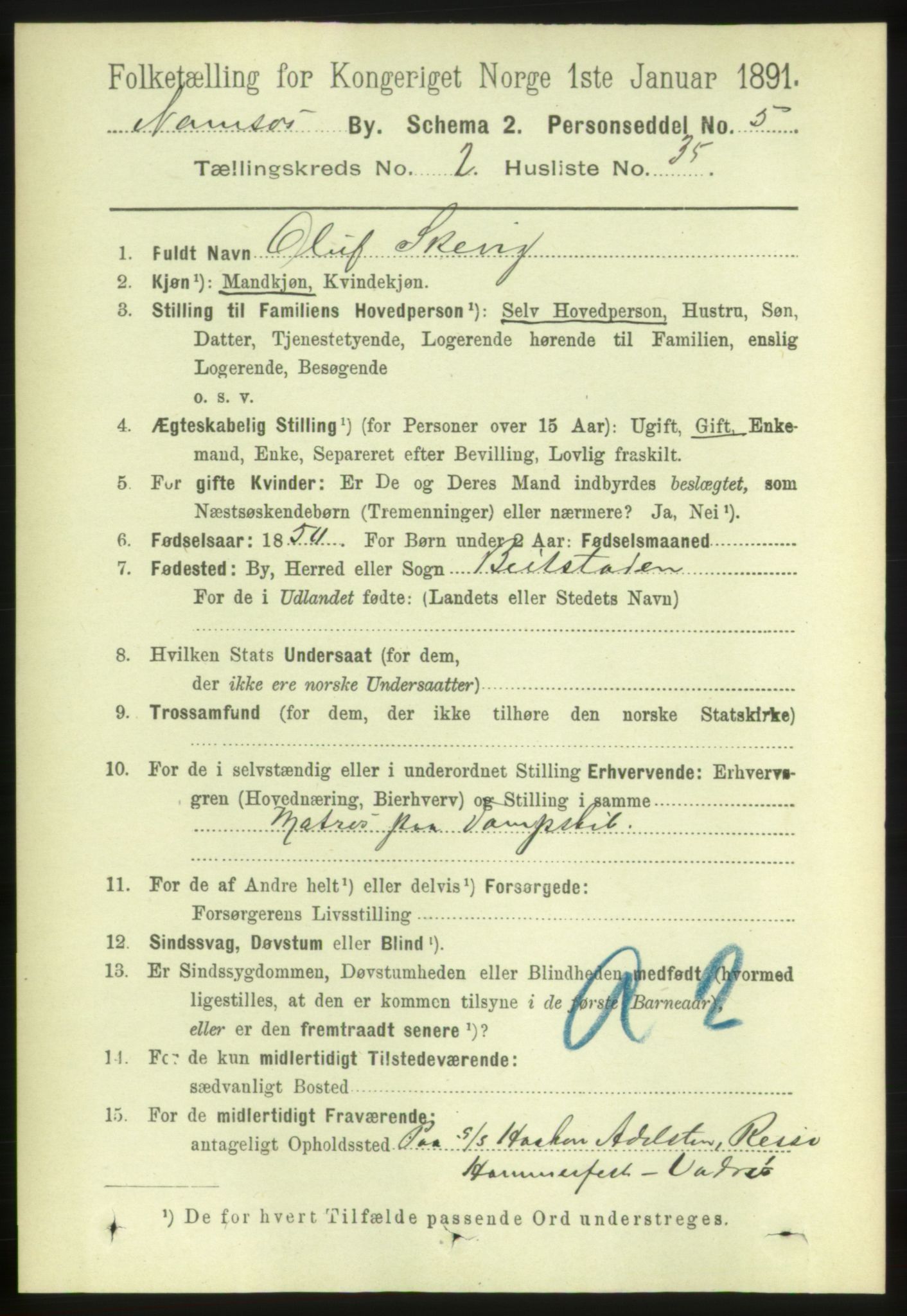 RA, 1891 census for 1703 Namsos, 1891, p. 906