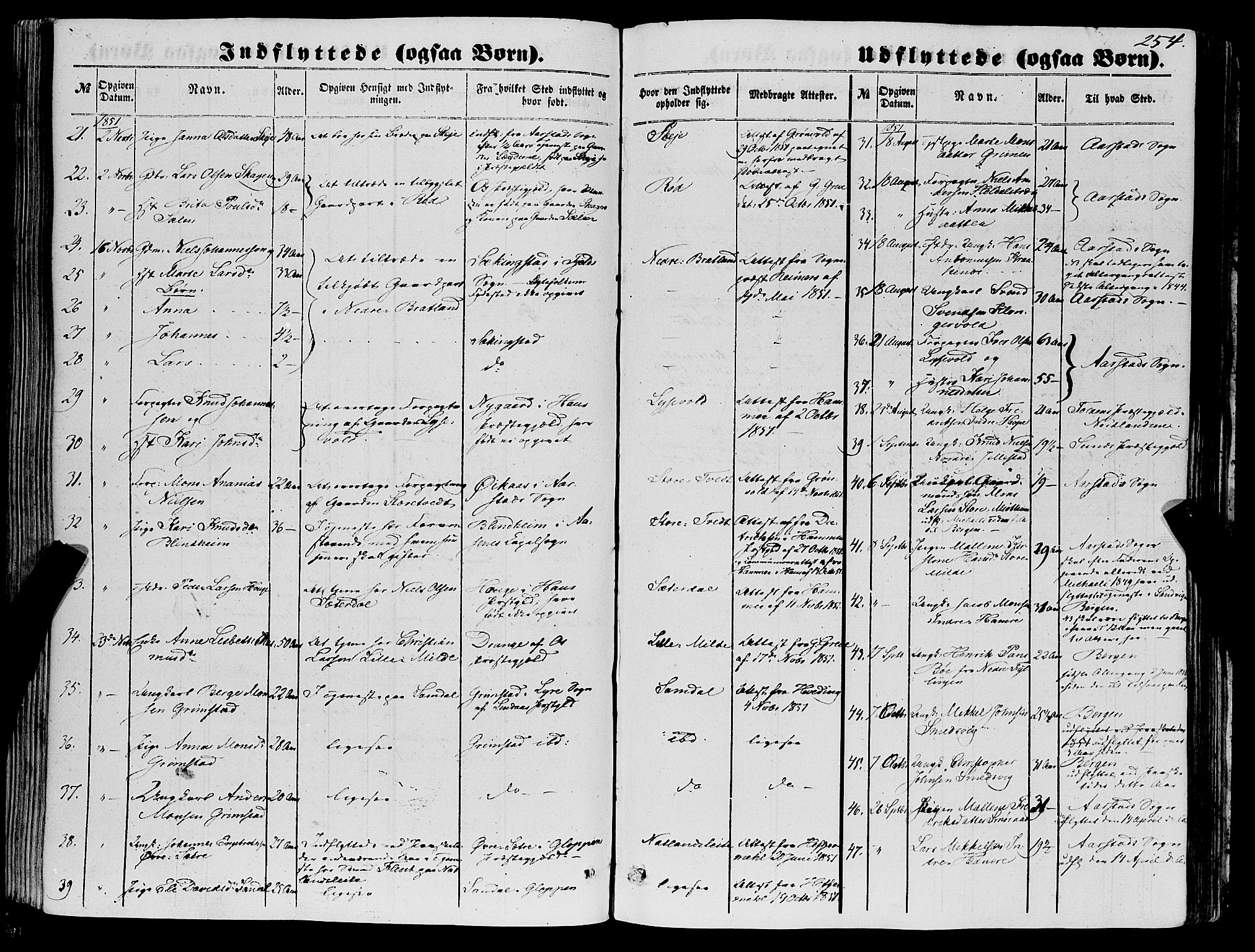 Fana Sokneprestembete, SAB/A-75101/H/Haa/Haaa/L0011: Parish register (official) no. A 11, 1851-1862, p. 254