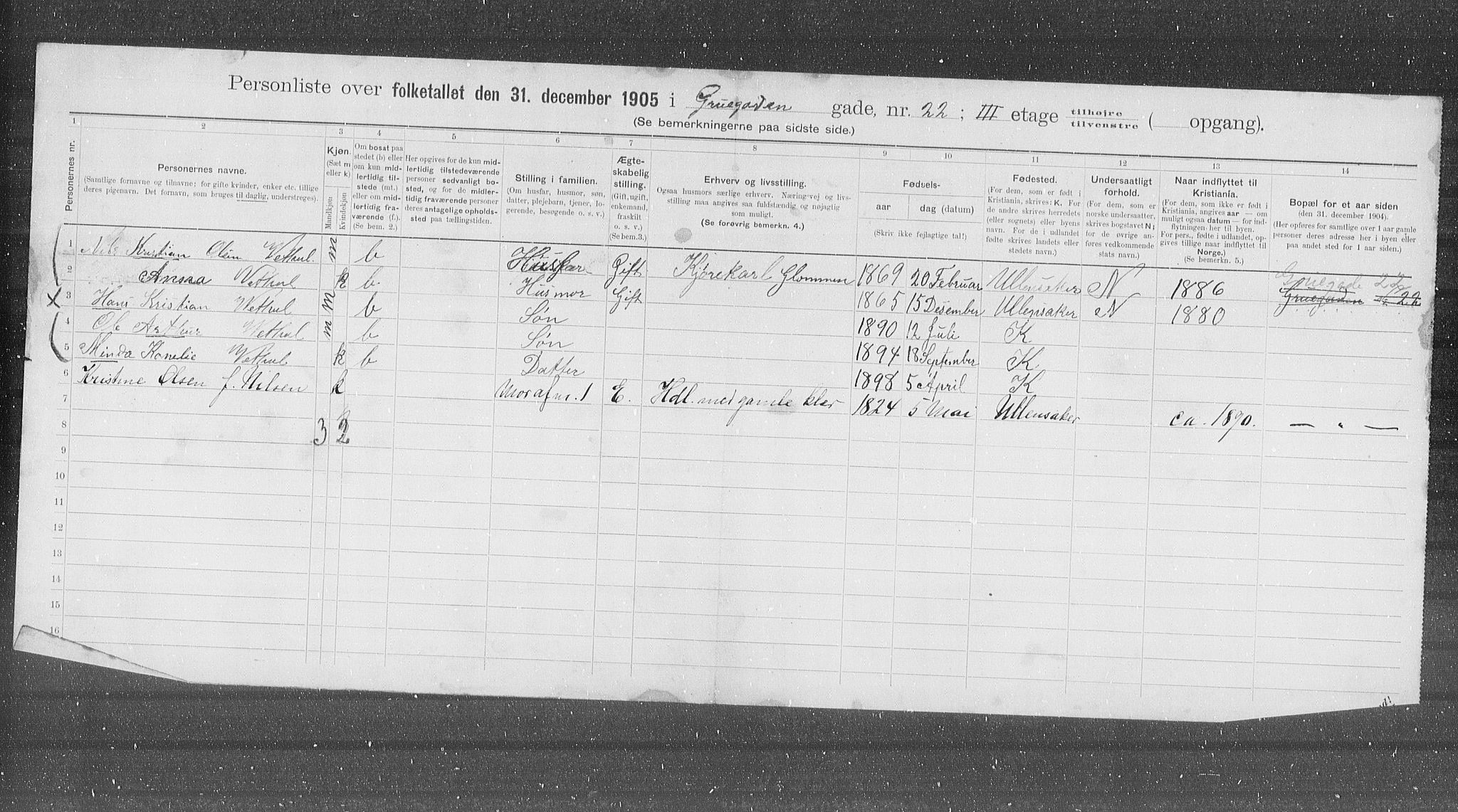 OBA, Municipal Census 1905 for Kristiania, 1905, p. 15856