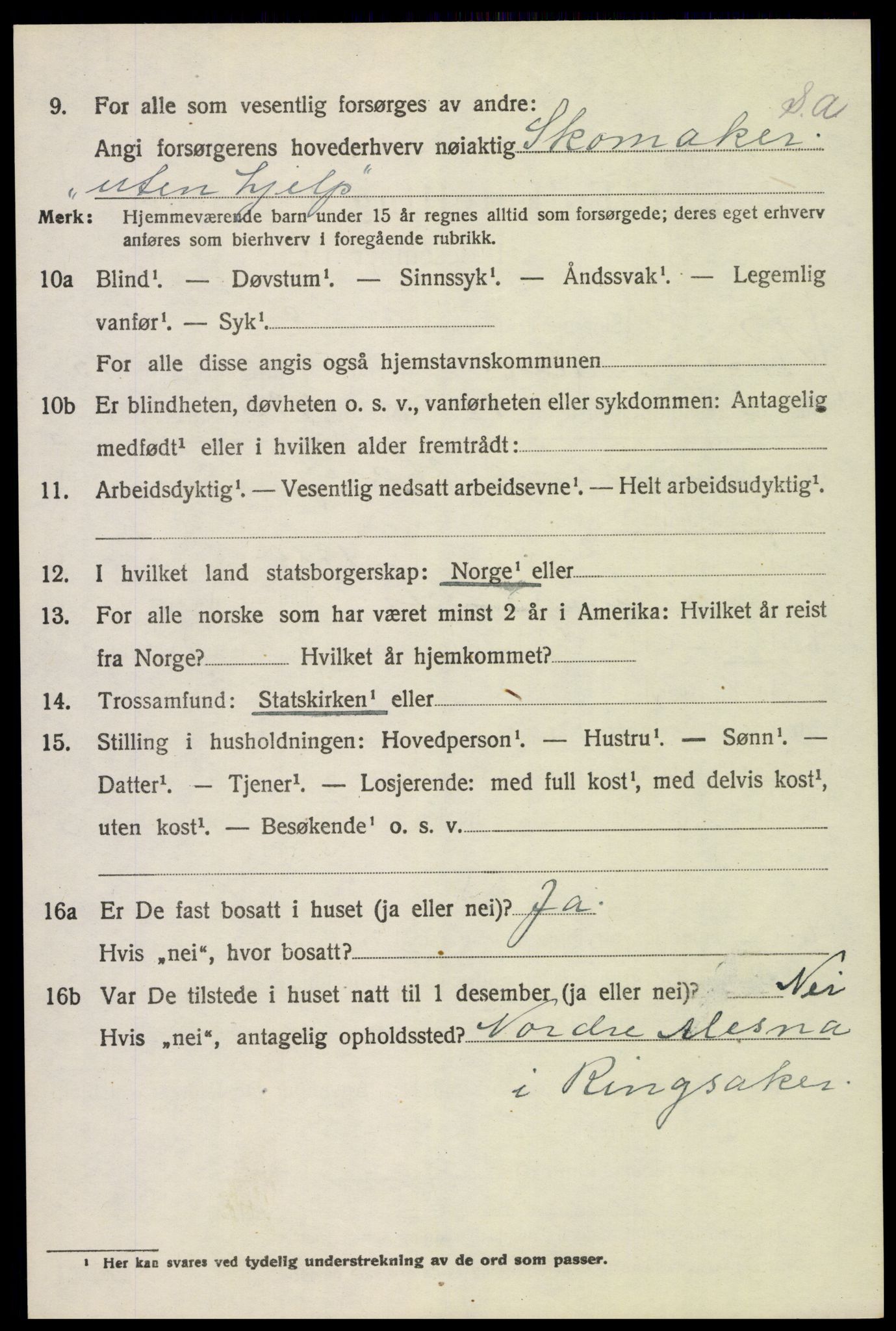 SAH, 1920 census for Ringsaker, 1920, p. 22301