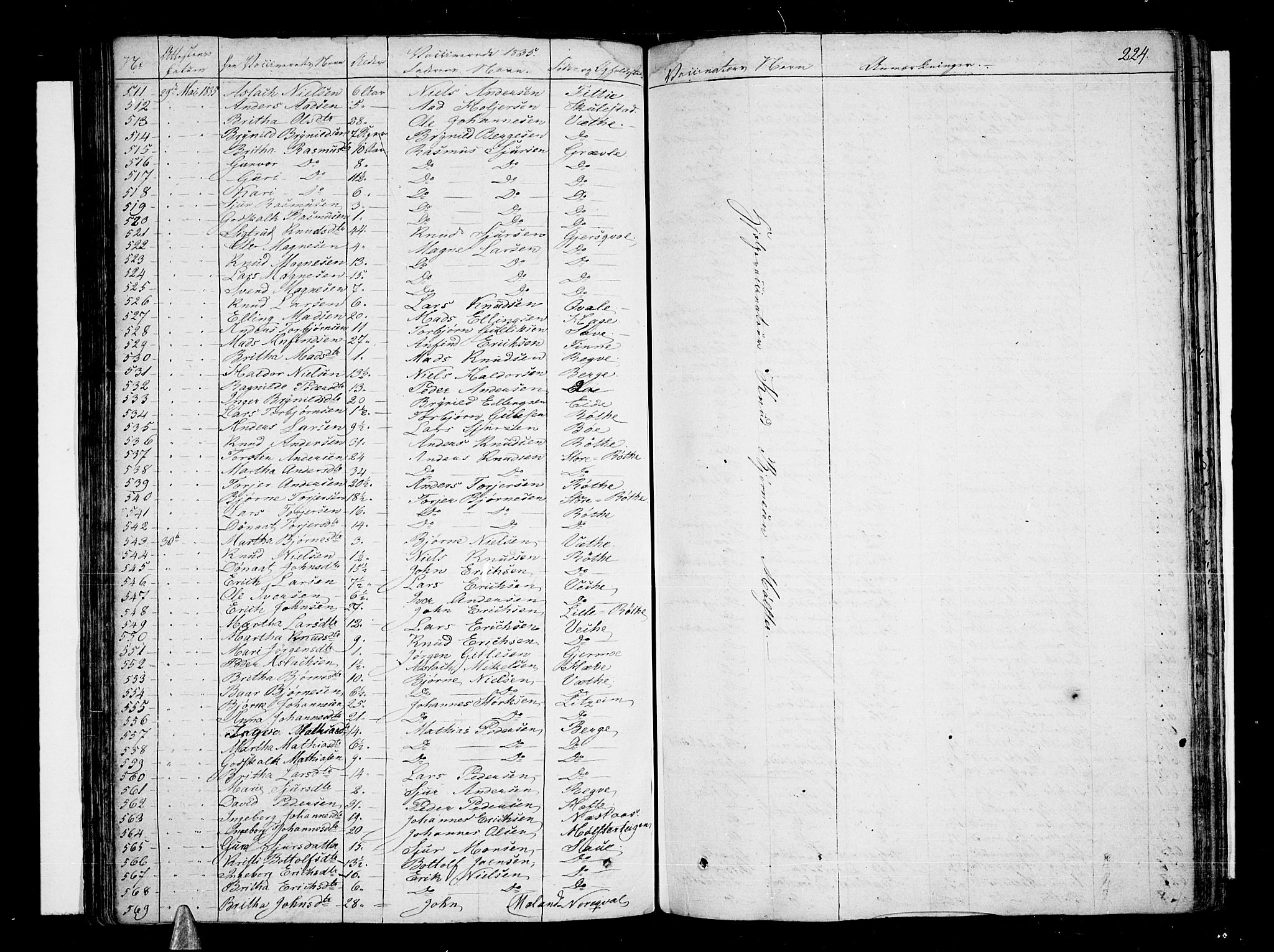 Voss sokneprestembete, AV/SAB-A-79001/H/Haa: Parish register (official) no. A 12, 1823-1837, p. 224