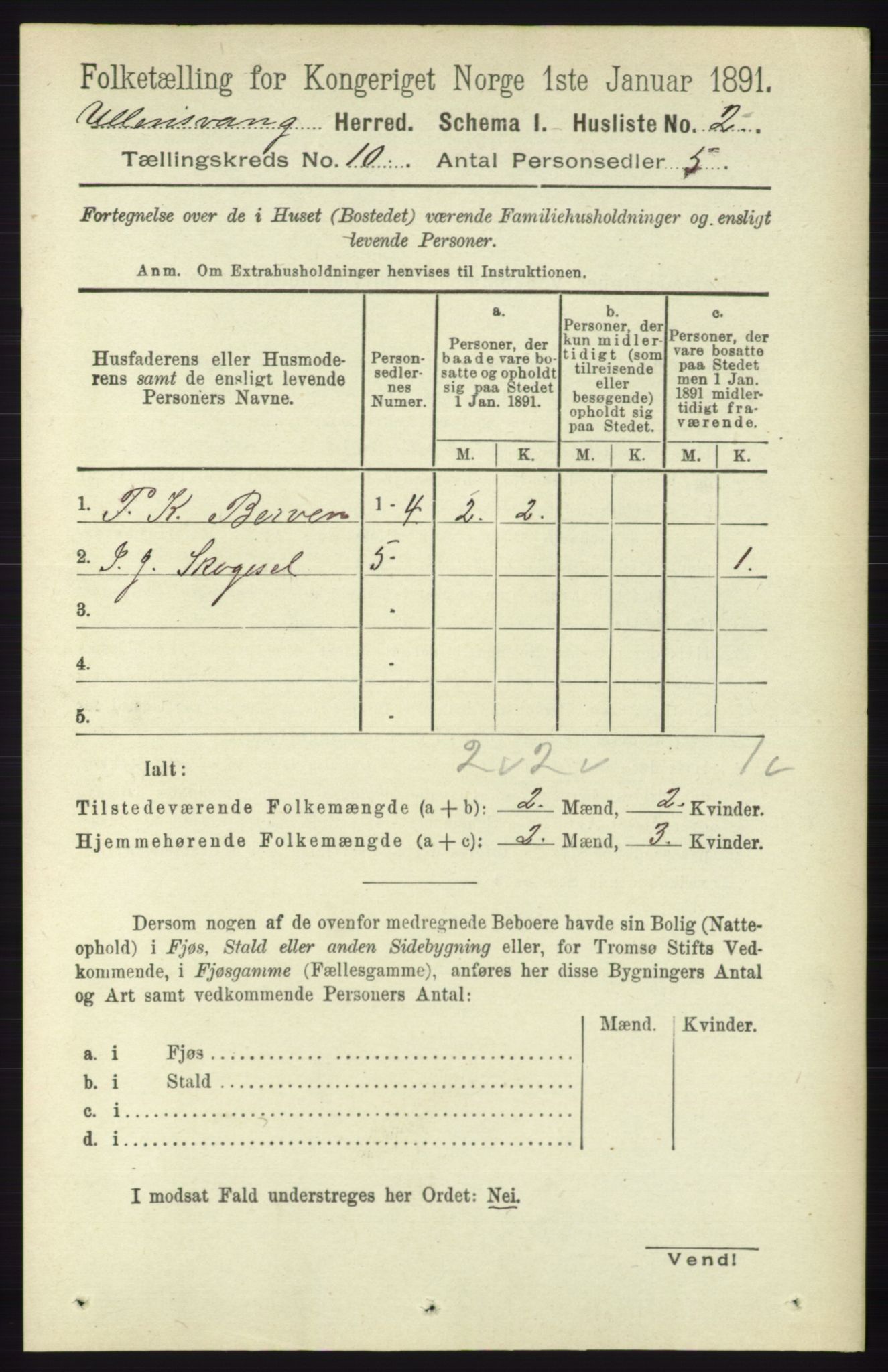 RA, 1891 census for 1230 Ullensvang, 1891, p. 3683