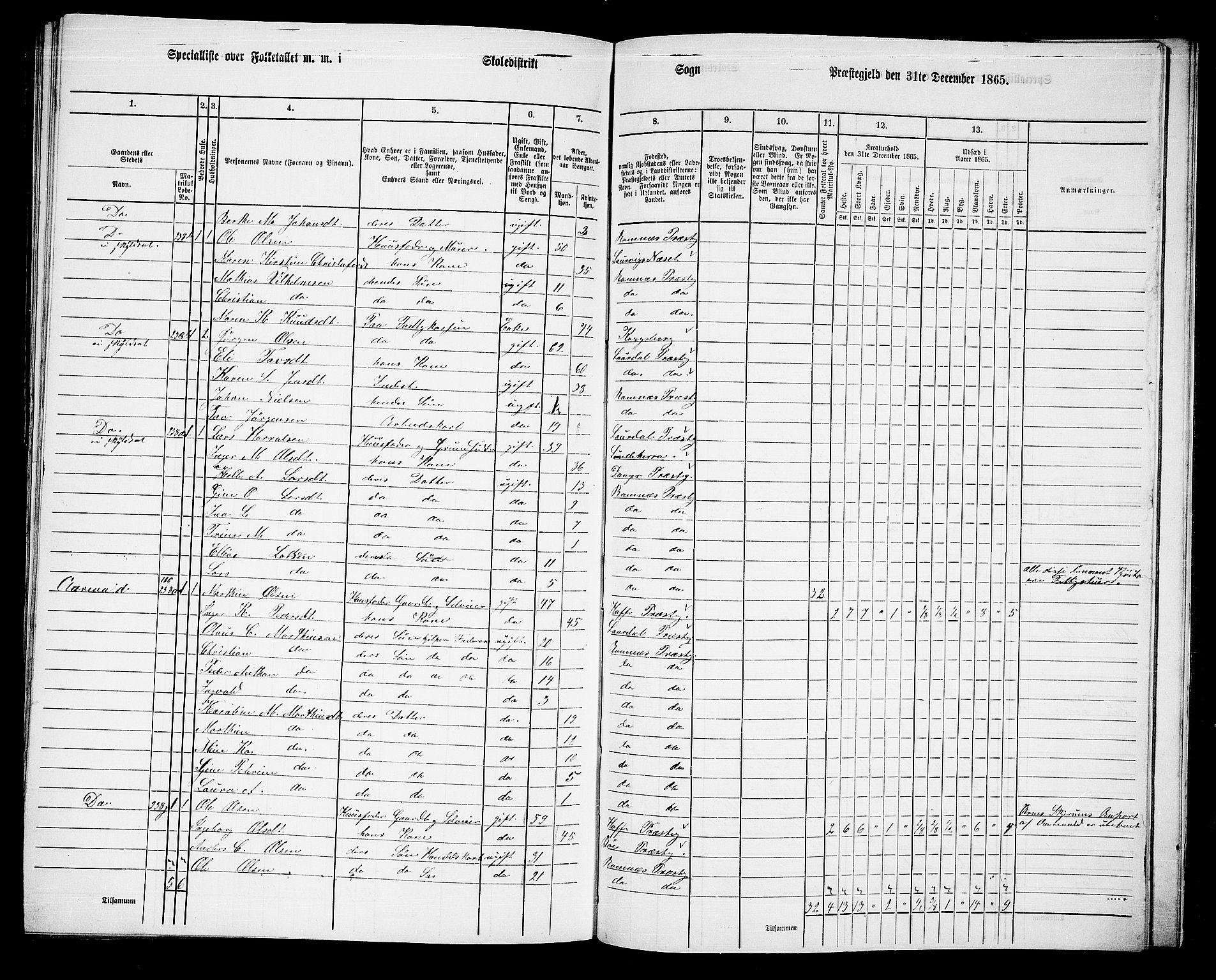 RA, 1865 census for Ramnes, 1865, p. 116