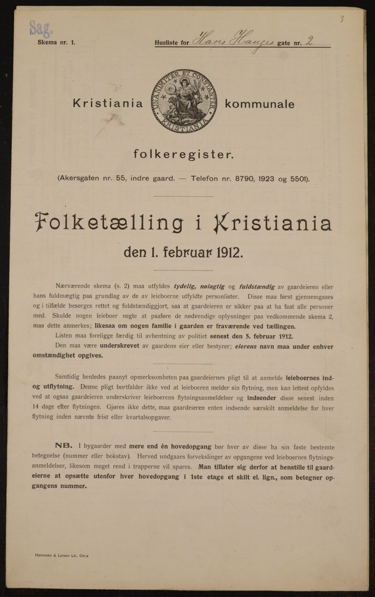 OBA, Municipal Census 1912 for Kristiania, 1912, p. 34684