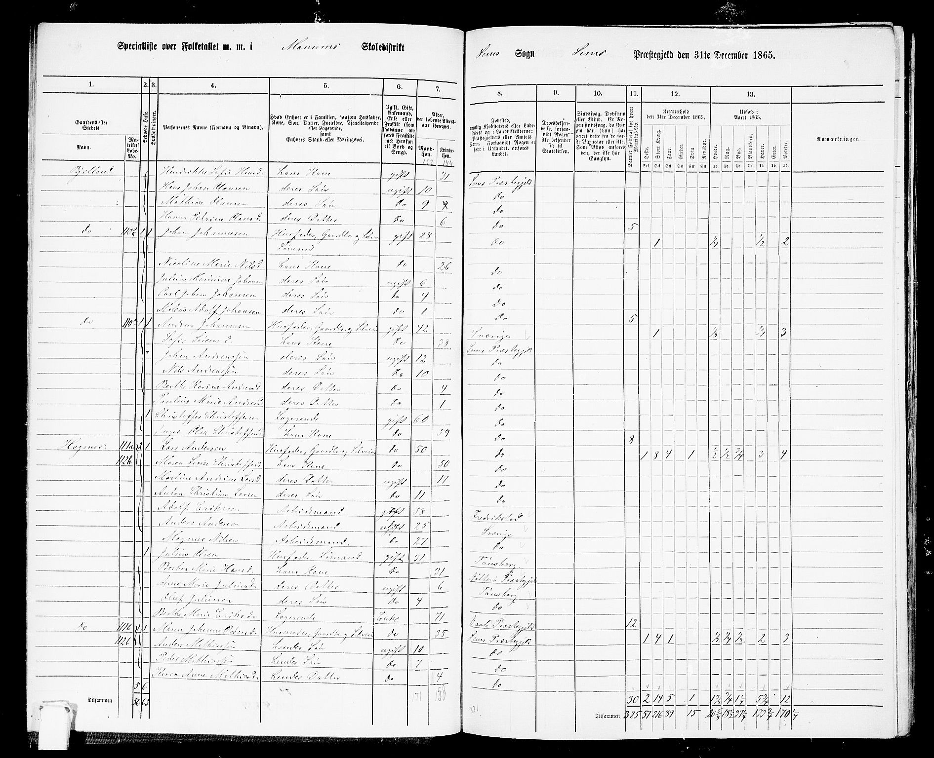 RA, 1865 census for Sem, 1865, p. 48