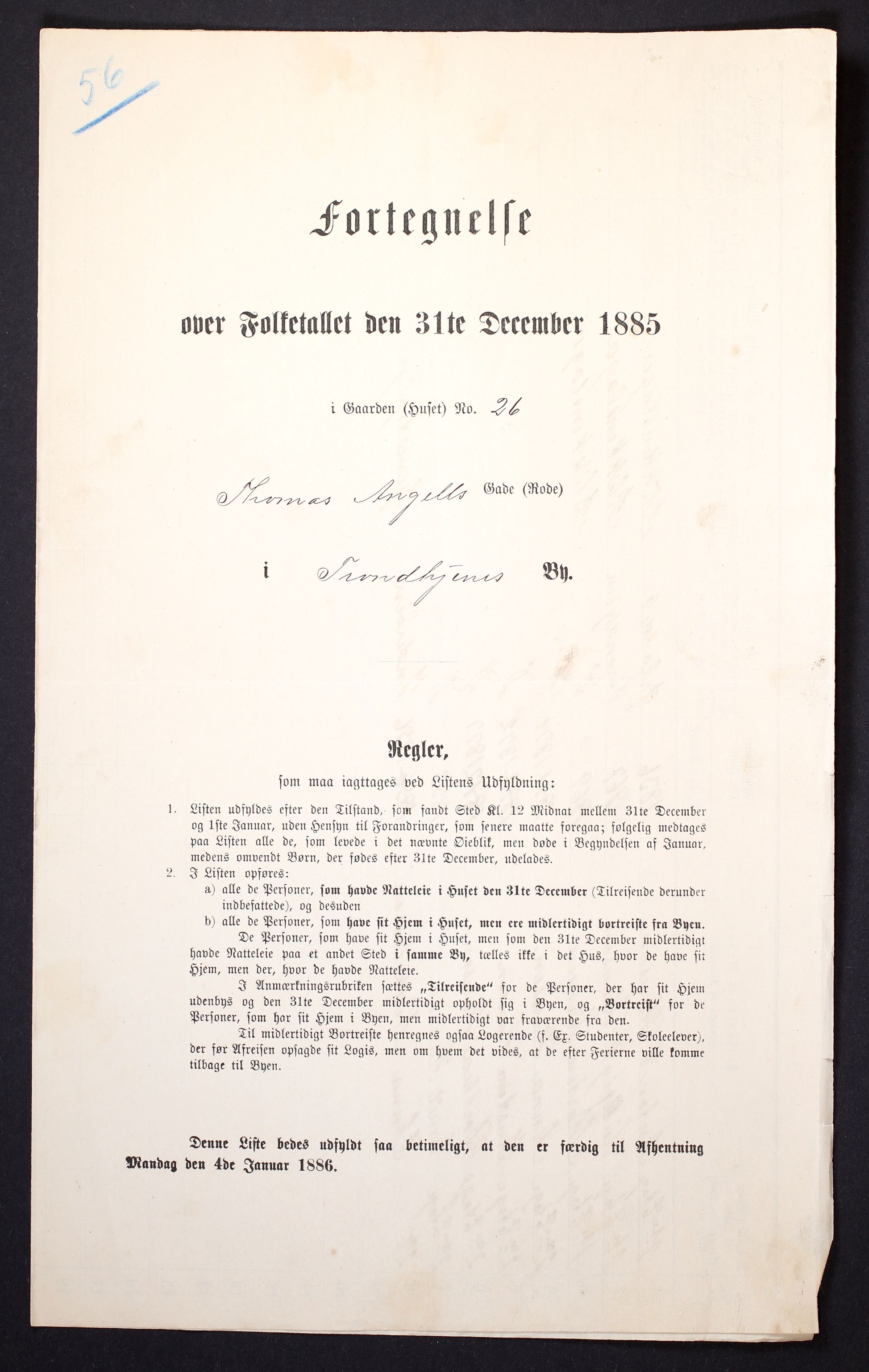 SAT, 1885 census for 1601 Trondheim, 1885, p. 664