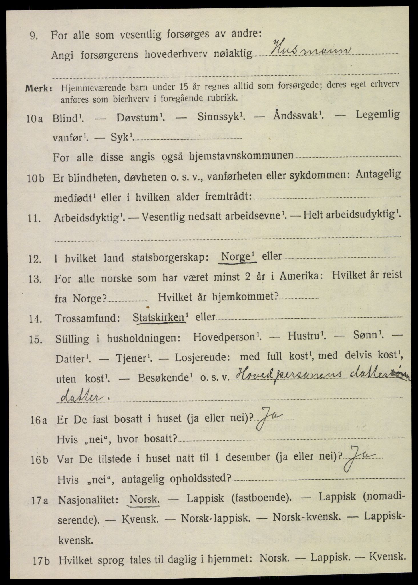 SAT, 1920 census for Vefsn, 1920, p. 6892