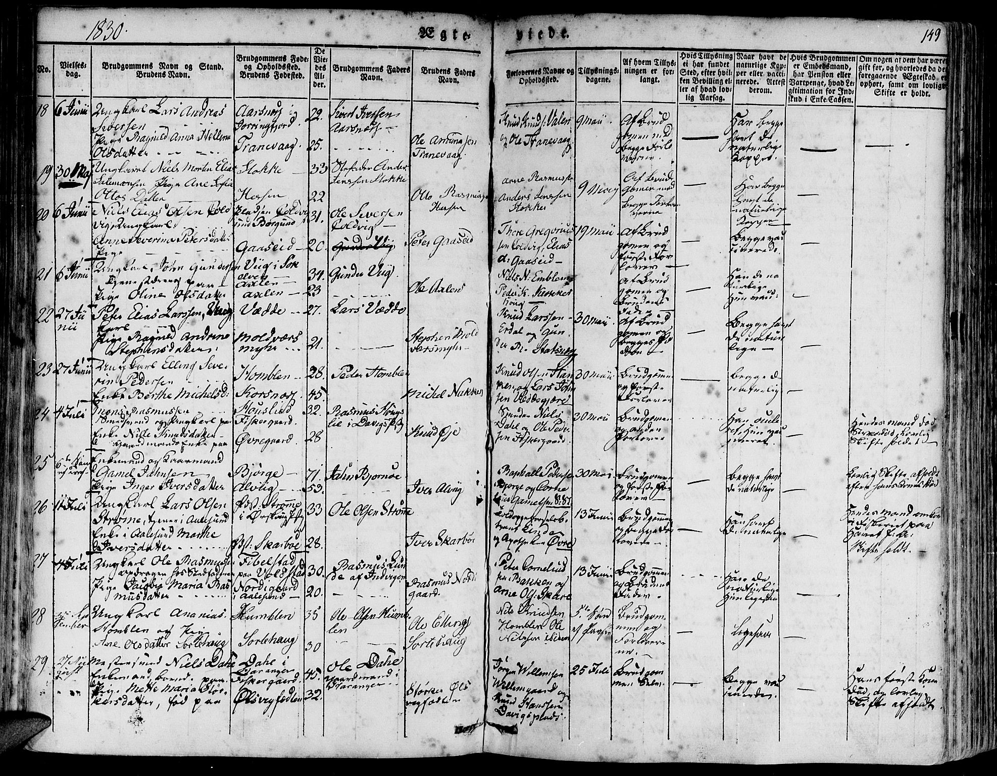 Ministerialprotokoller, klokkerbøker og fødselsregistre - Møre og Romsdal, AV/SAT-A-1454/528/L0395: Parish register (official) no. 528A06, 1828-1839, p. 149