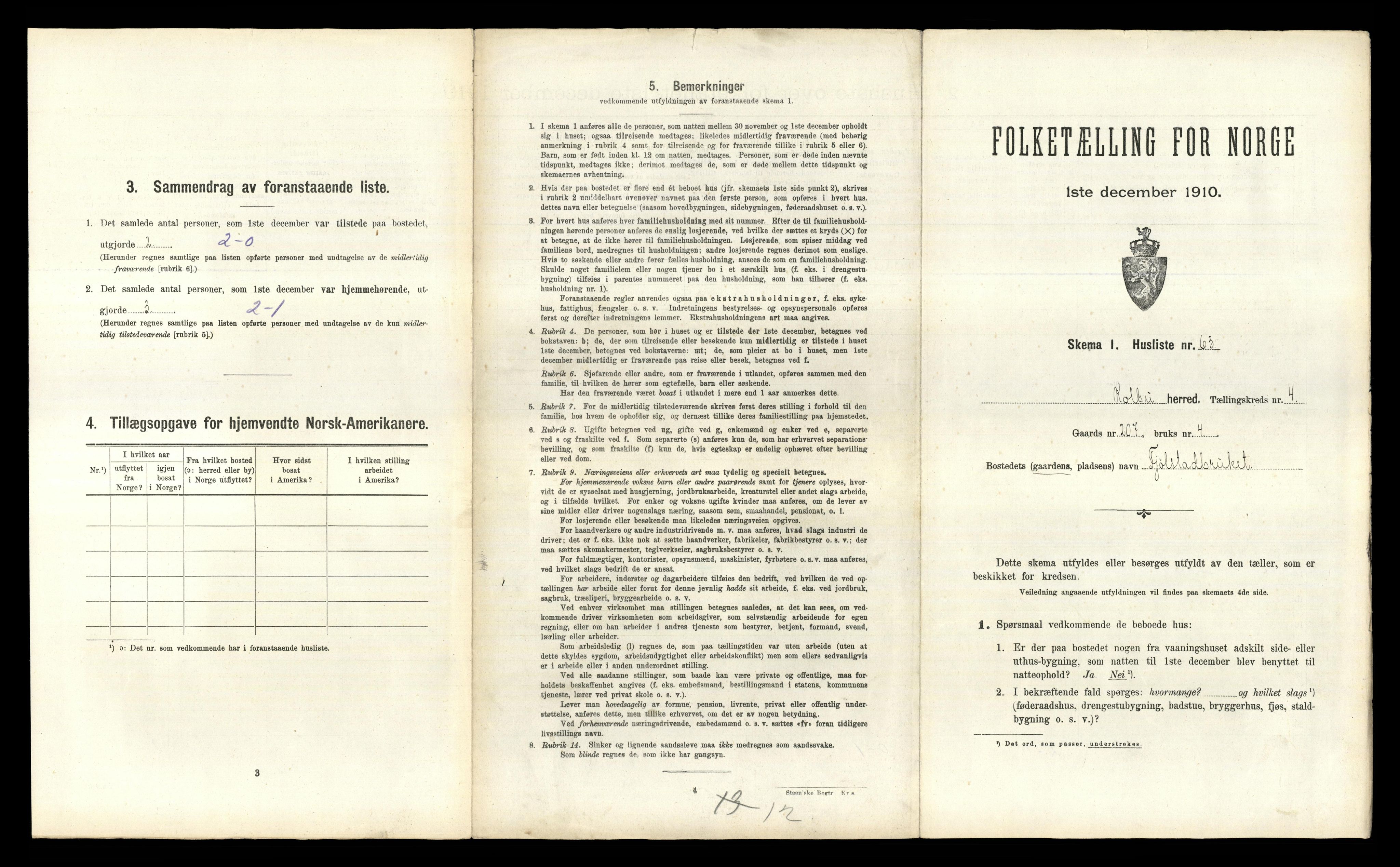 RA, 1910 census for Kolbu, 1910, p. 740