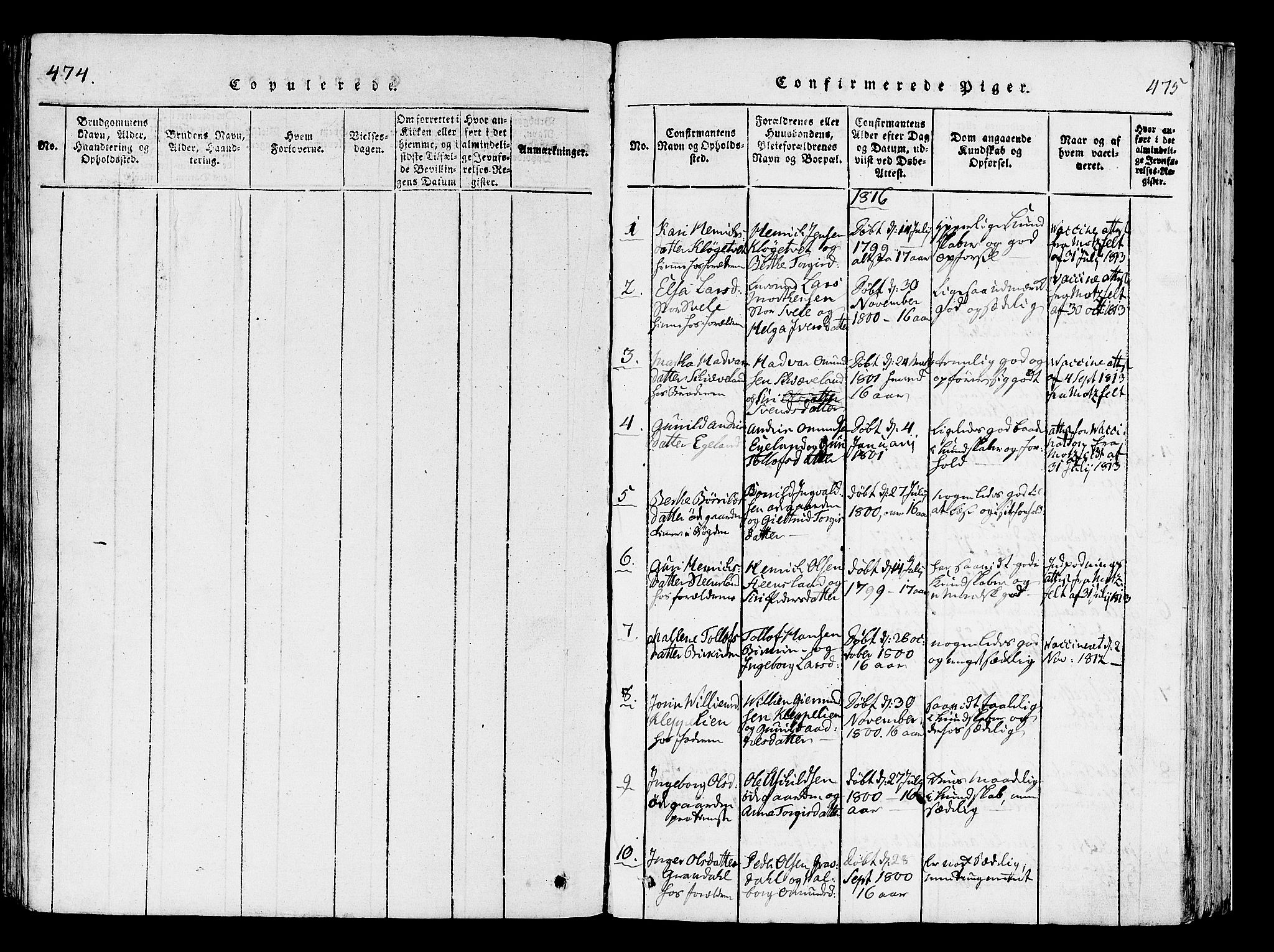 Helleland sokneprestkontor, SAST/A-101810: Parish register (official) no. A 5, 1815-1834, p. 474-475