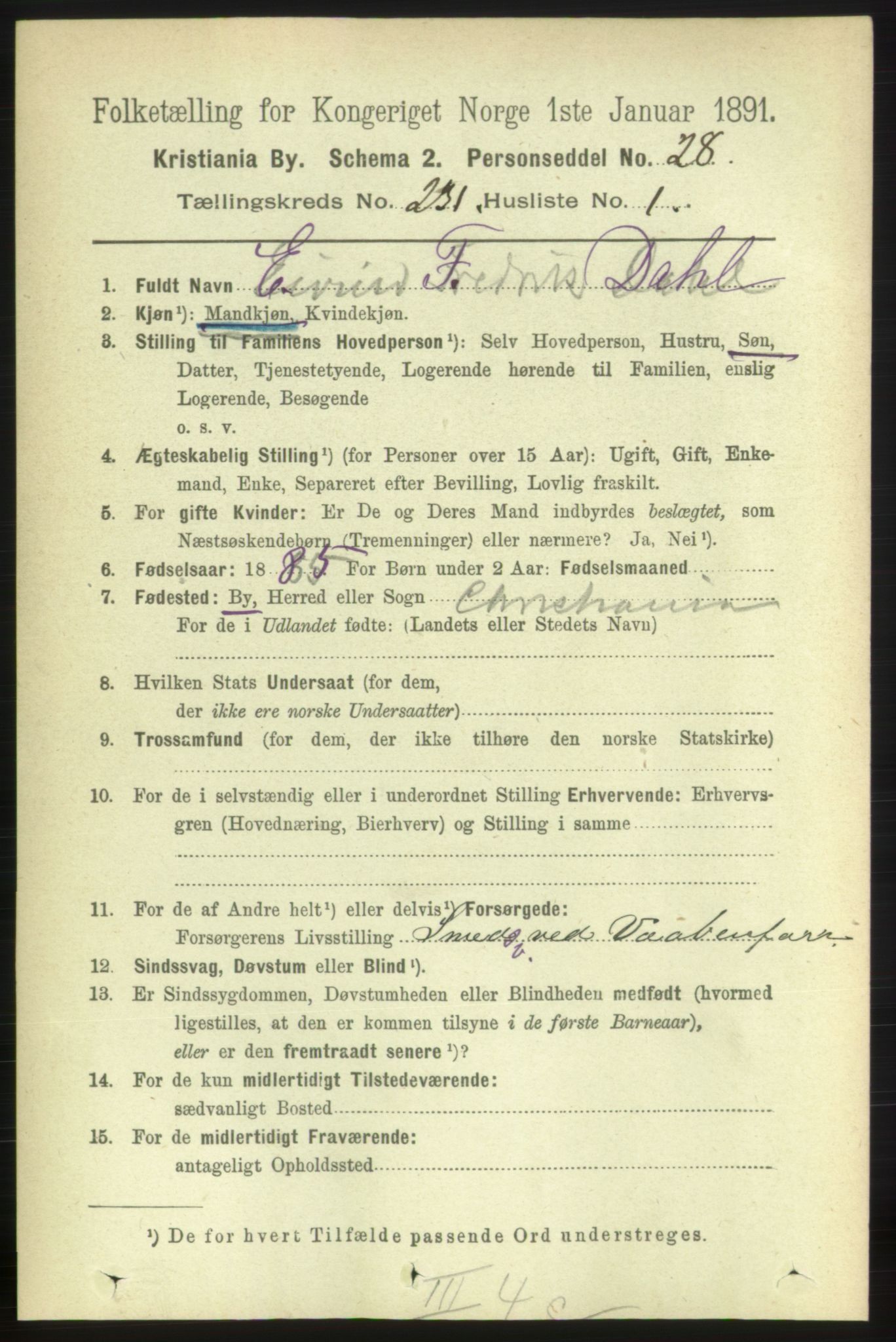 RA, 1891 census for 0301 Kristiania, 1891, p. 142532