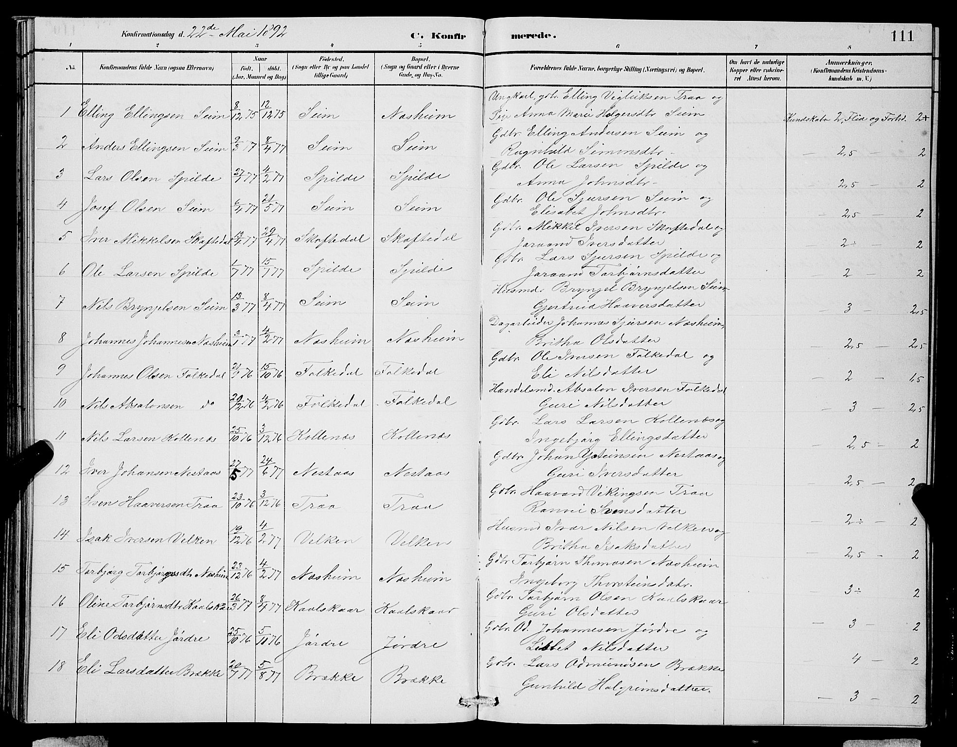 Ulvik sokneprestembete, SAB/A-78801/H/Hab: Parish register (copy) no. B 3, 1884-1901, p. 111