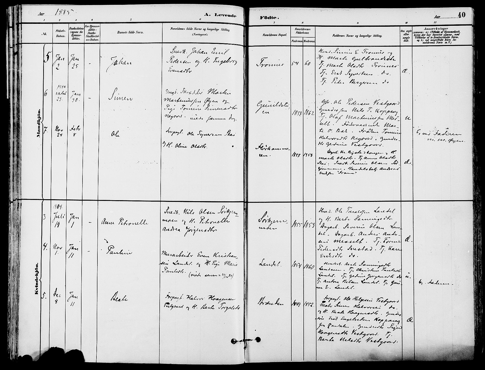 Stor-Elvdal prestekontor, SAH/PREST-052/H/Ha/Haa/L0002: Parish register (official) no. 2, 1882-1907, p. 40