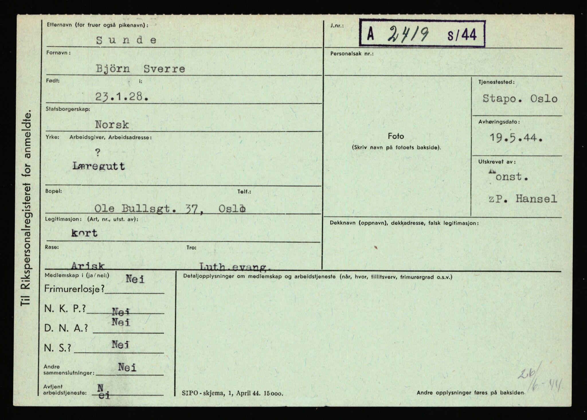 Statspolitiet - Hovedkontoret / Osloavdelingen, AV/RA-S-1329/C/Ca/L0014: Seterlien - Svartås, 1943-1945, p. 4808