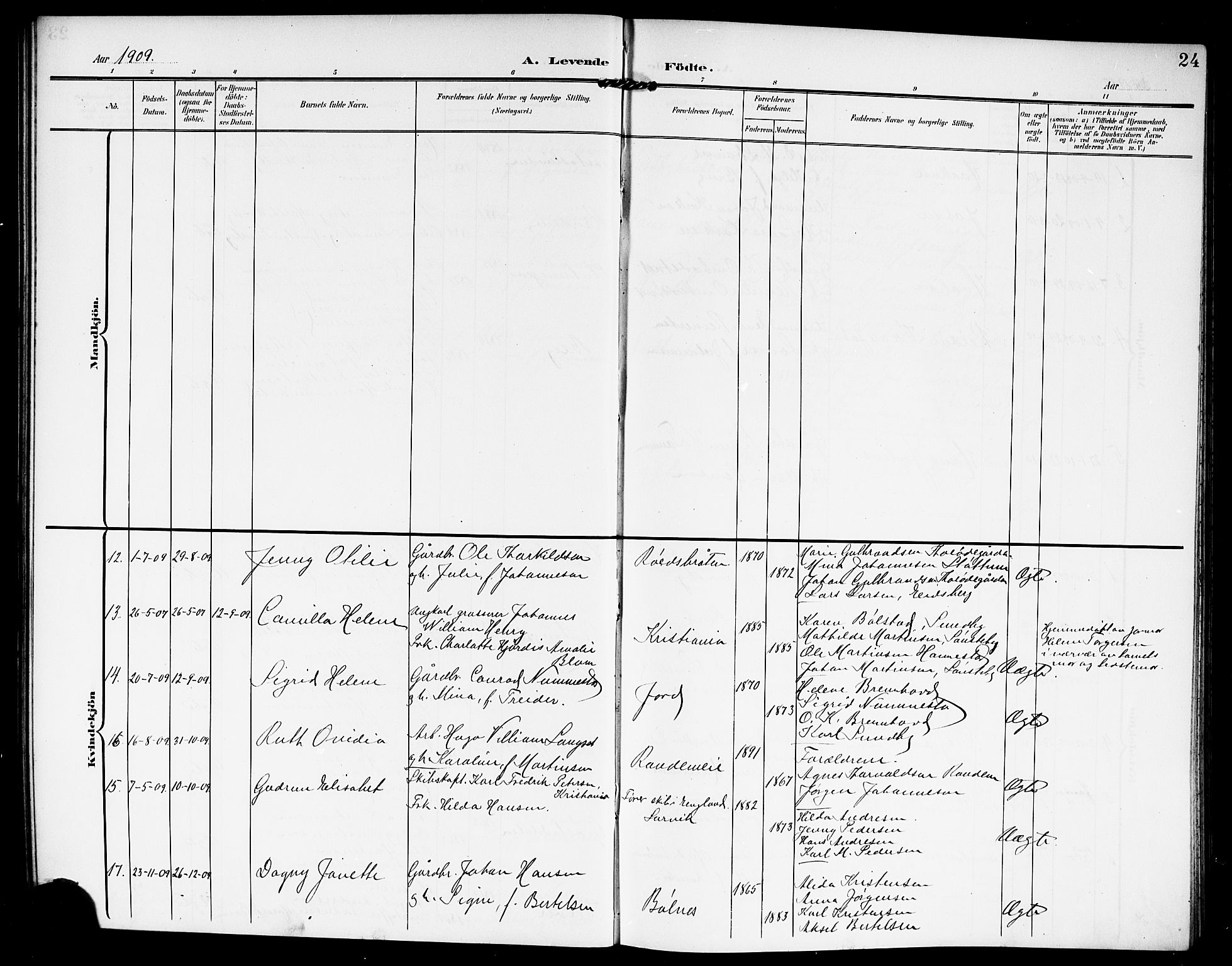 Vestby prestekontor Kirkebøker, SAO/A-10893/G/Ga/L0002: Parish register (copy) no. I 2, 1903-1916, p. 24