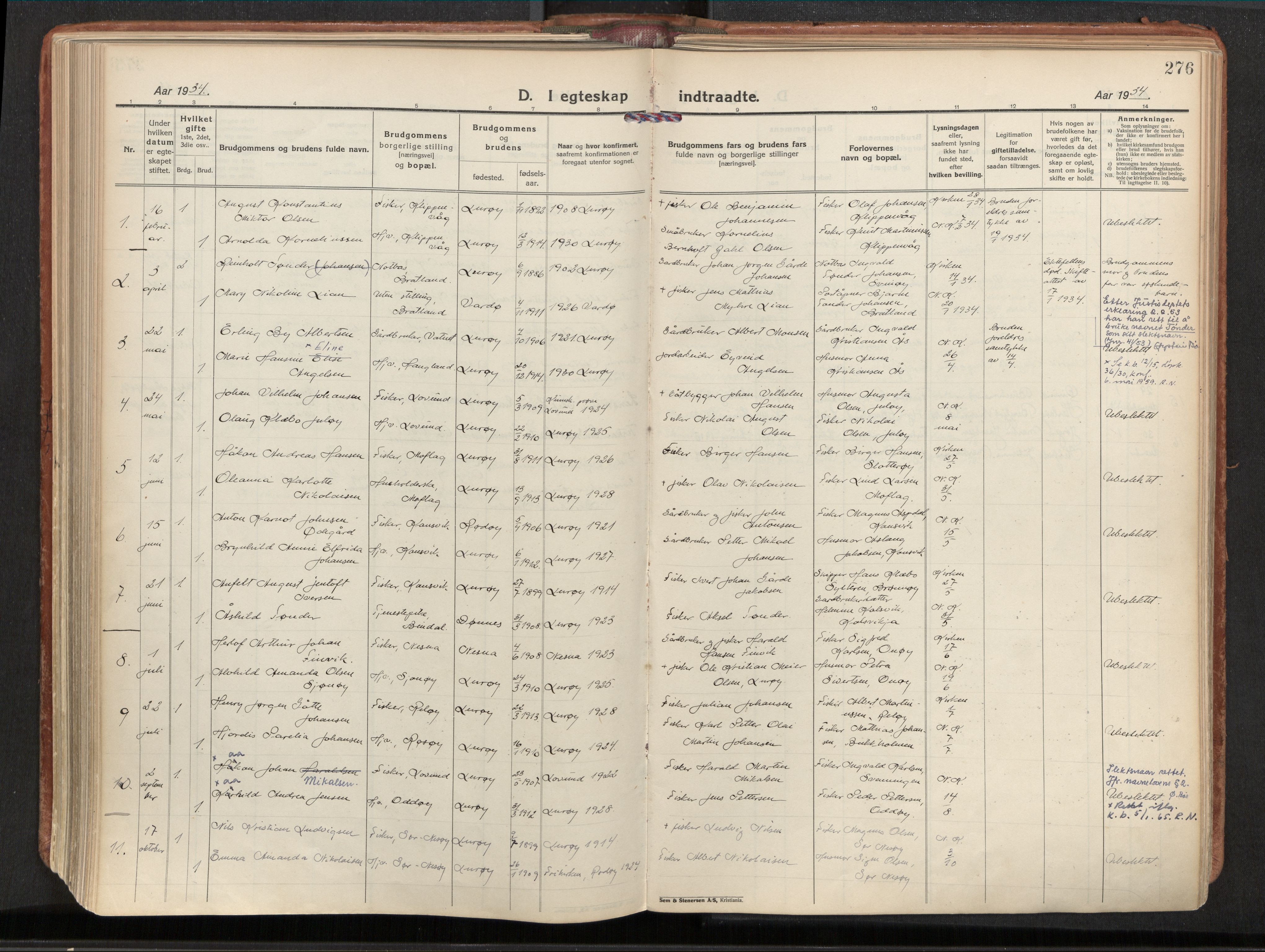 Ministerialprotokoller, klokkerbøker og fødselsregistre - Nordland, SAT/A-1459/839/L0570: Parish register (official) no. 839A07, 1923-1942, p. 276