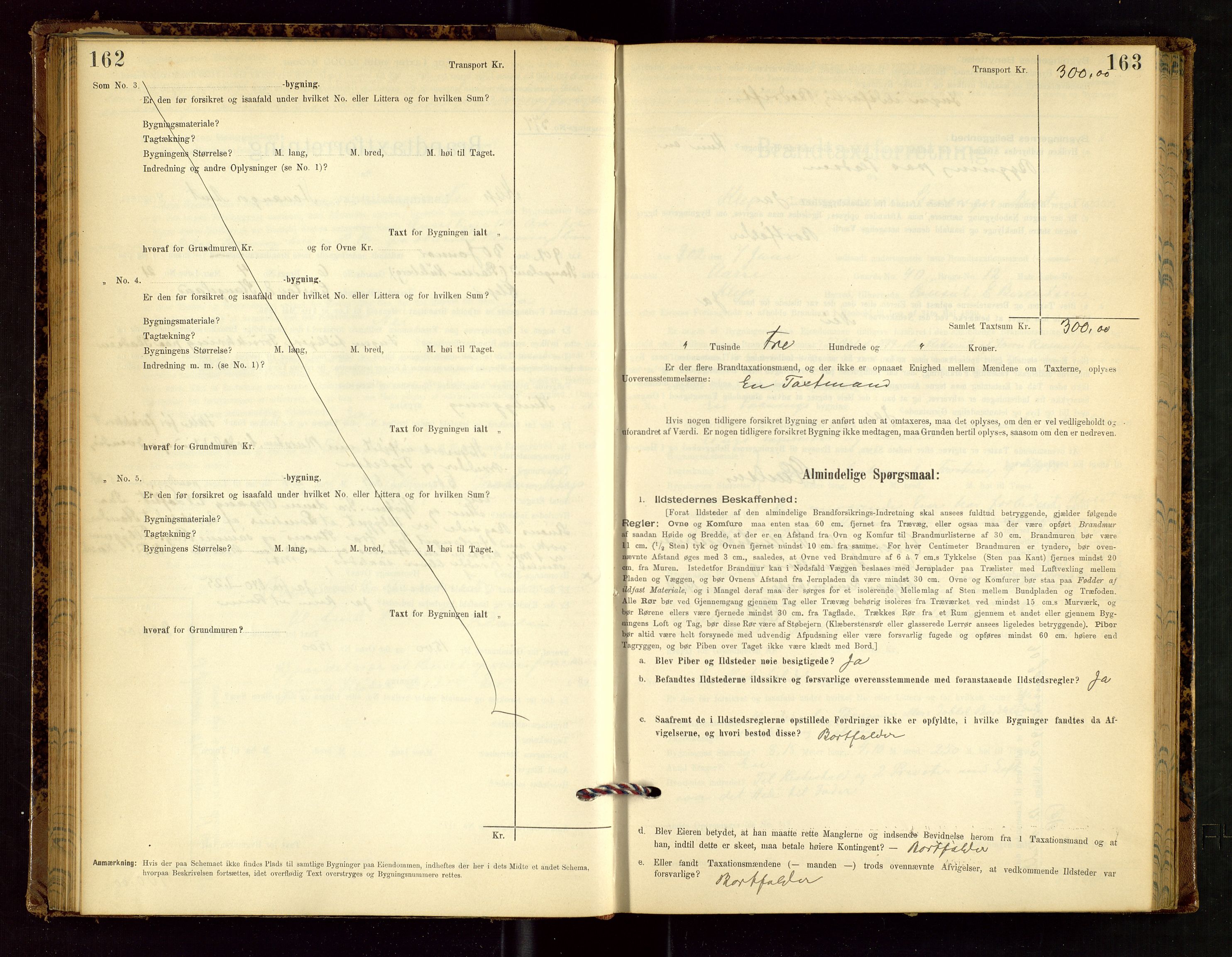 Klepp lensmannskontor, SAST/A-100163/Goc/L0002: "Brandtaxationsprotokol" m/register, 1898-1902, p. 162-163