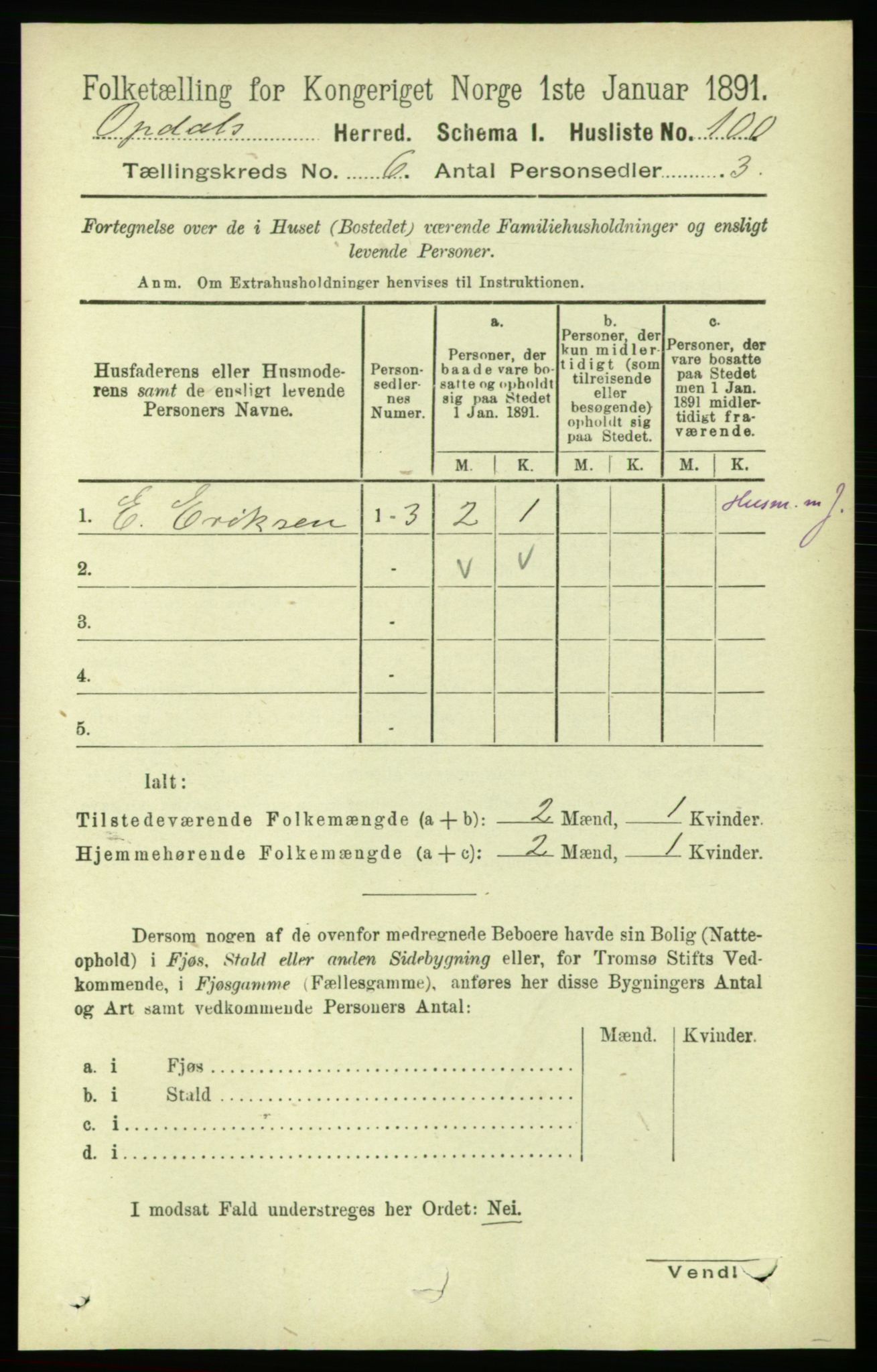 RA, 1891 census for 1634 Oppdal, 1891, p. 2771