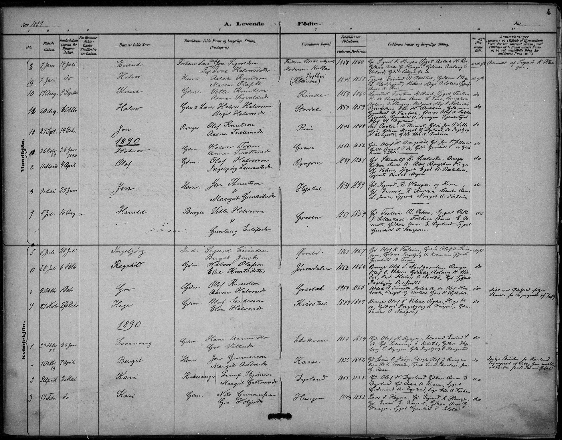 Seljord kirkebøker, SAKO/A-20/F/Fc/L0002: Parish register (official) no. III 2, 1887-1920, p. 4