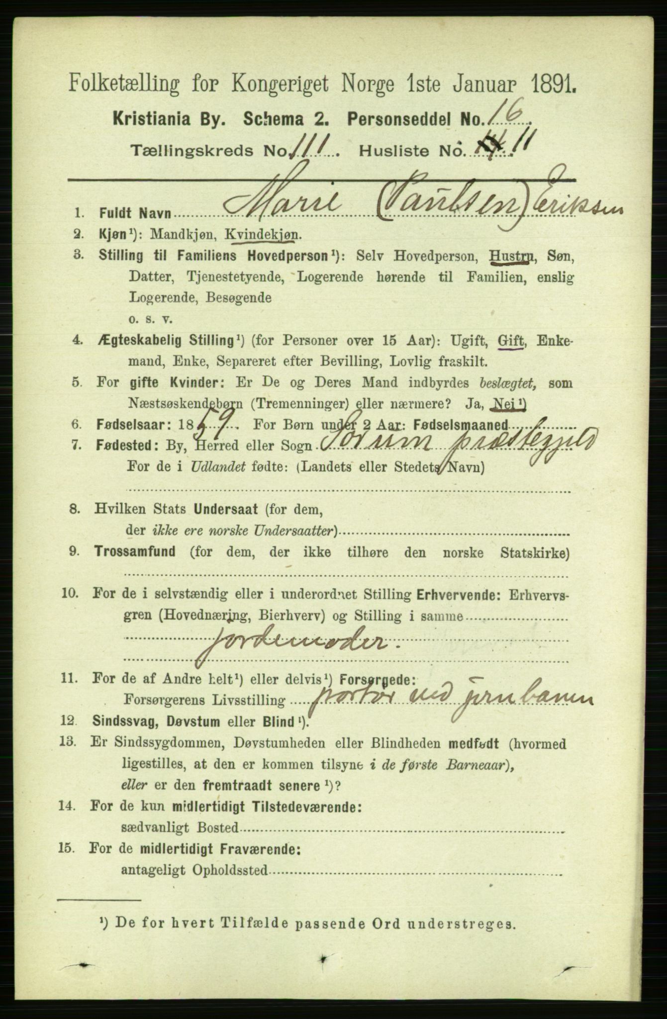 RA, 1891 census for 0301 Kristiania, 1891, p. 58228
