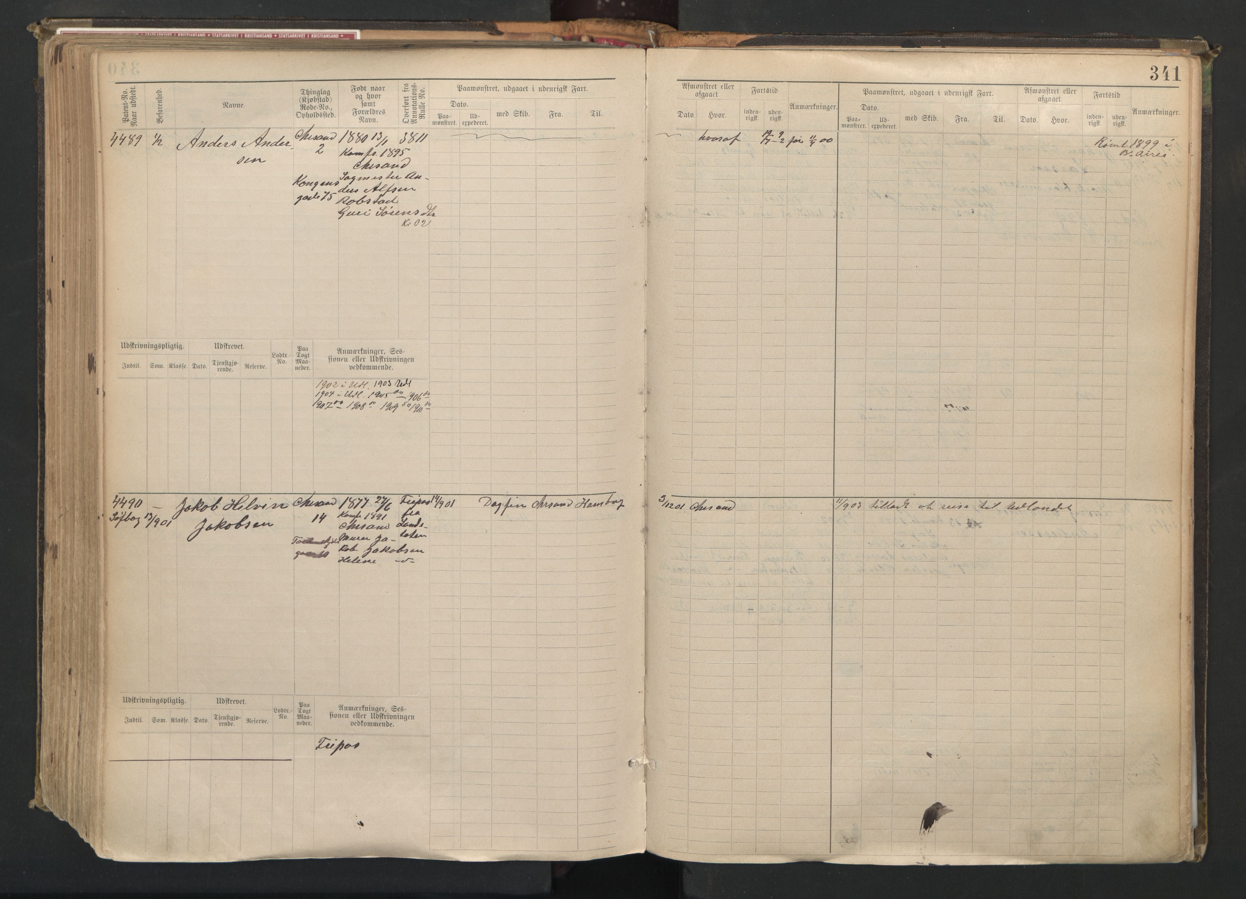 Kristiansand mønstringskrets, AV/SAK-2031-0015/F/Fb/L0008: Hovedrulle nr 3811-4580, I-15, 1893-1940, p. 353