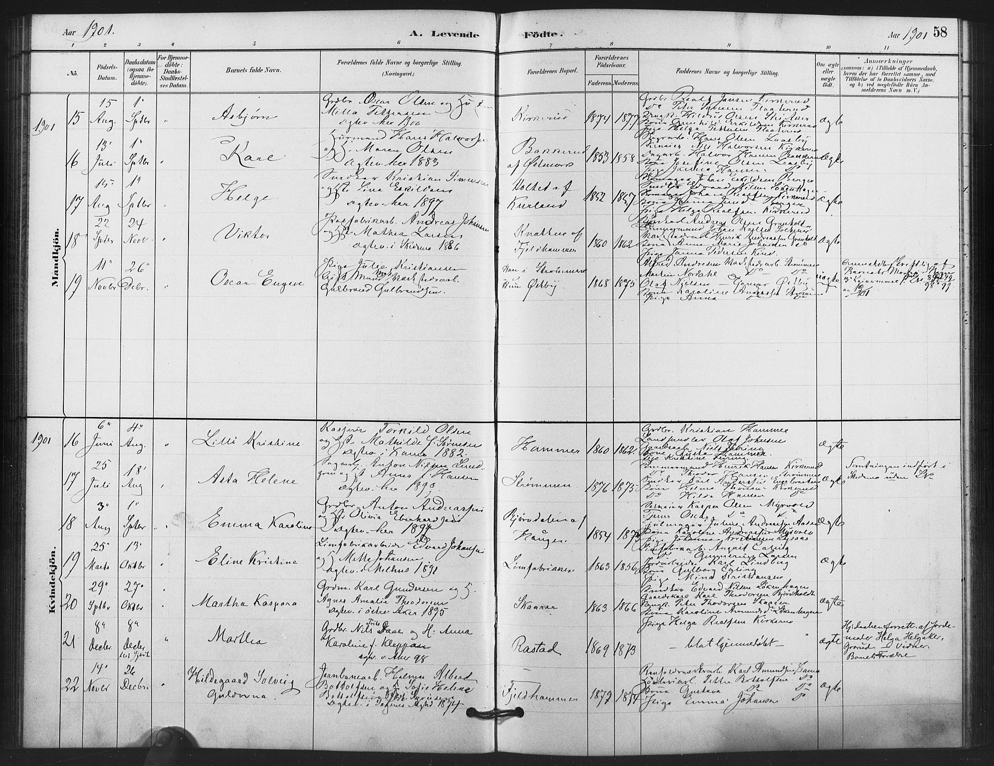 Skedsmo prestekontor Kirkebøker, AV/SAO-A-10033a/F/Fb/L0001: Parish register (official) no. II 1, 1883-1901, p. 58