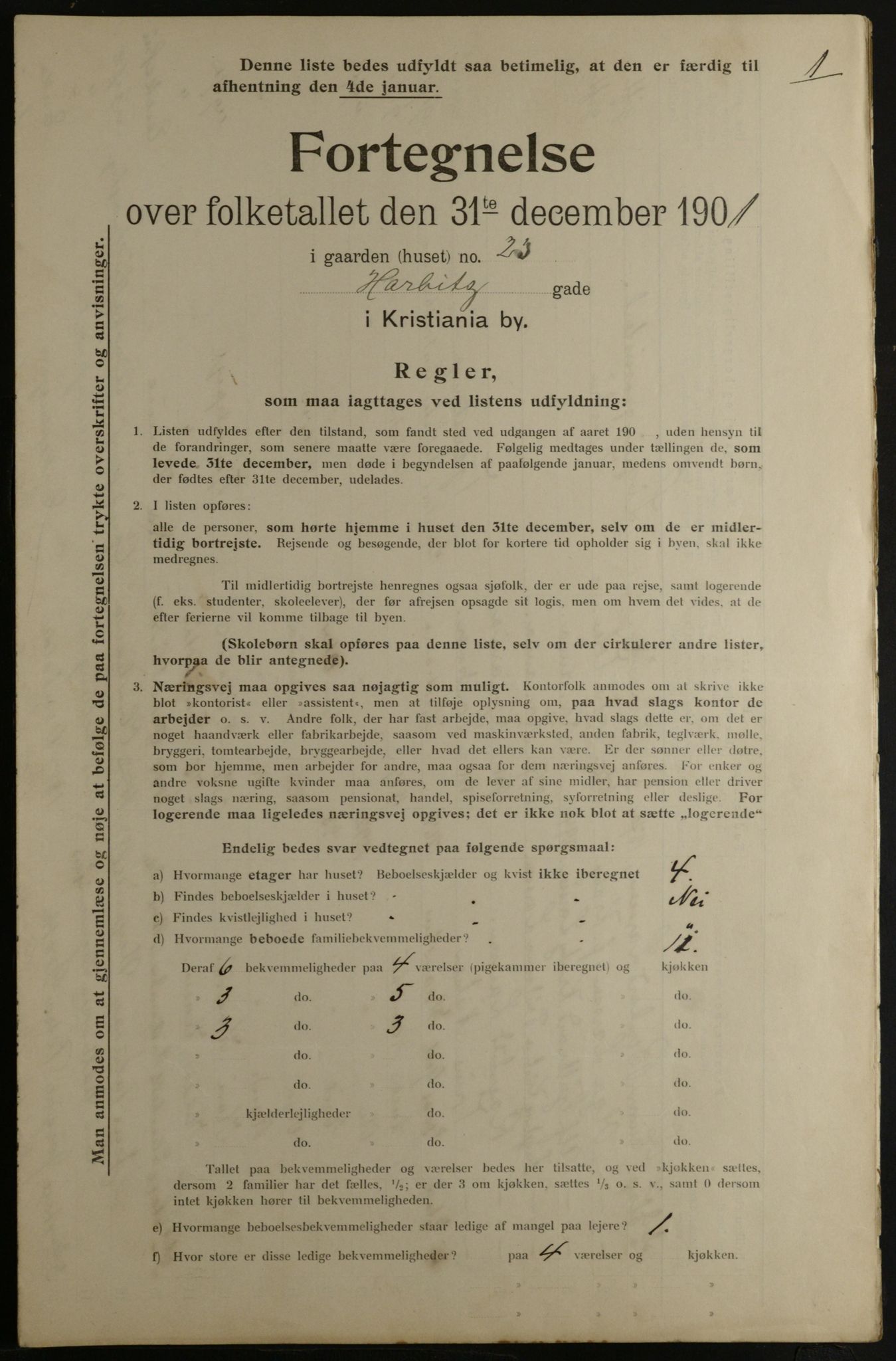 OBA, Municipal Census 1901 for Kristiania, 1901, p. 12460