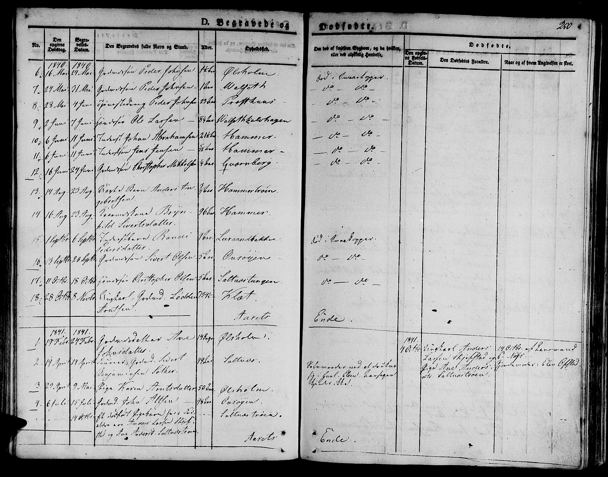 Ministerialprotokoller, klokkerbøker og fødselsregistre - Sør-Trøndelag, AV/SAT-A-1456/612/L0375: Parish register (official) no. 612A07 /2, 1829-1845, p. 250