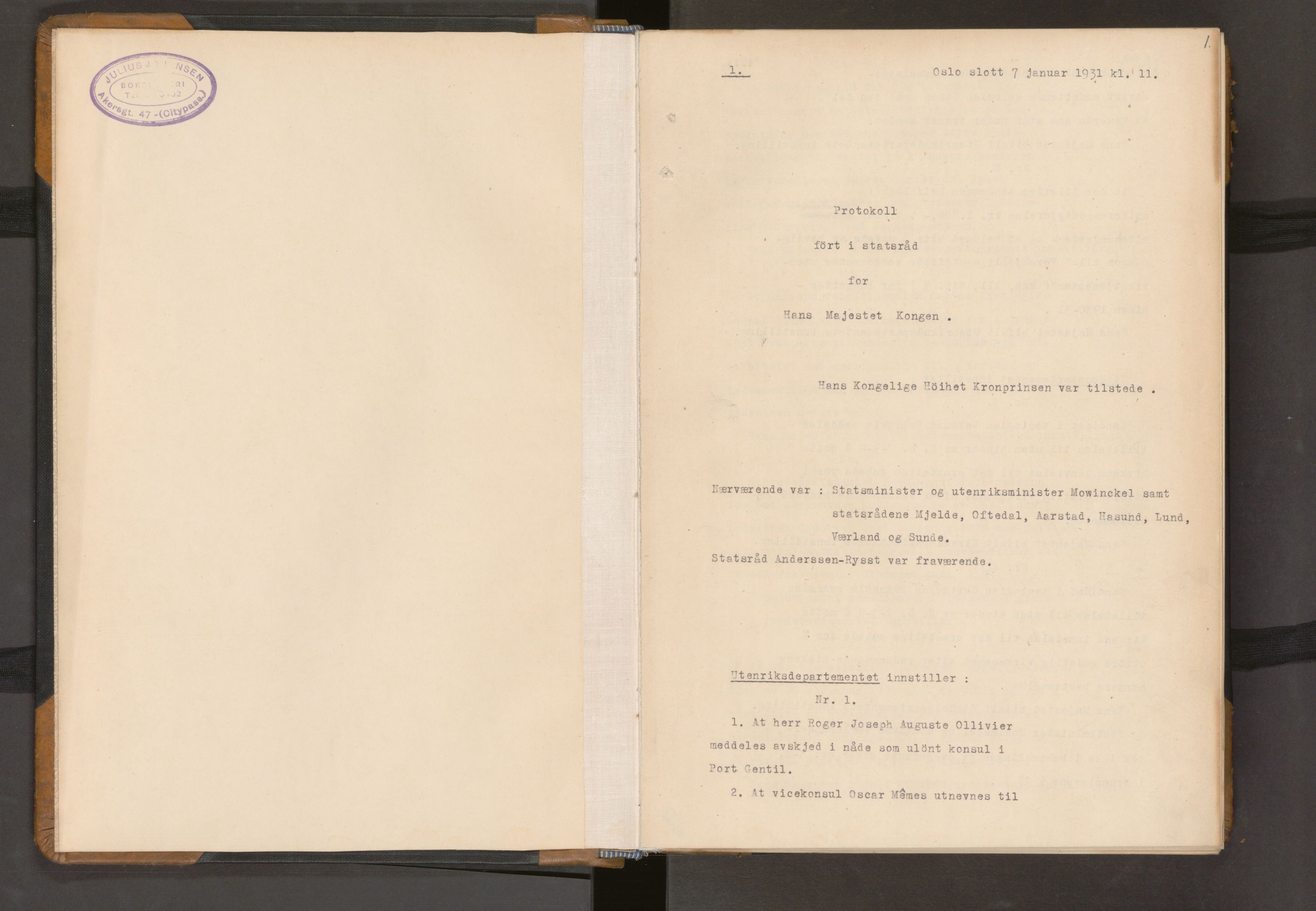 Statsrådssekretariatet, RA/S-1001/A/Ac/L0094: Kgl. res. nr. 1-1686, 1931