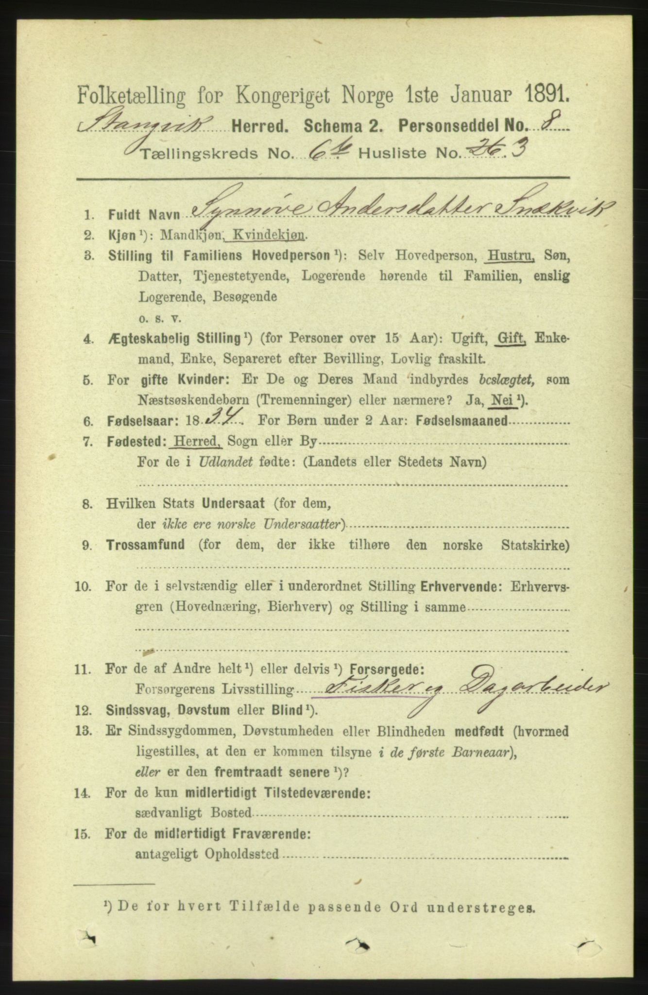 RA, 1891 census for 1564 Stangvik, 1891, p. 2969