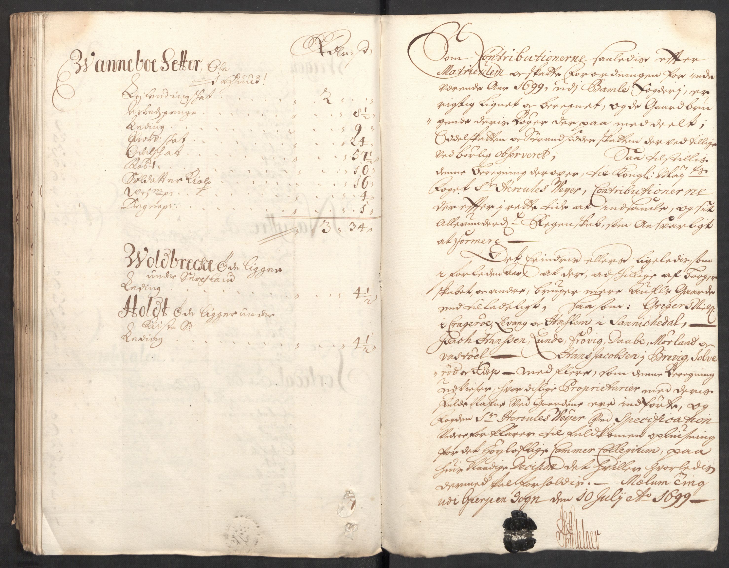 Rentekammeret inntil 1814, Reviderte regnskaper, Fogderegnskap, AV/RA-EA-4092/R36/L2101: Fogderegnskap Øvre og Nedre Telemark og Bamble, 1699, p. 216