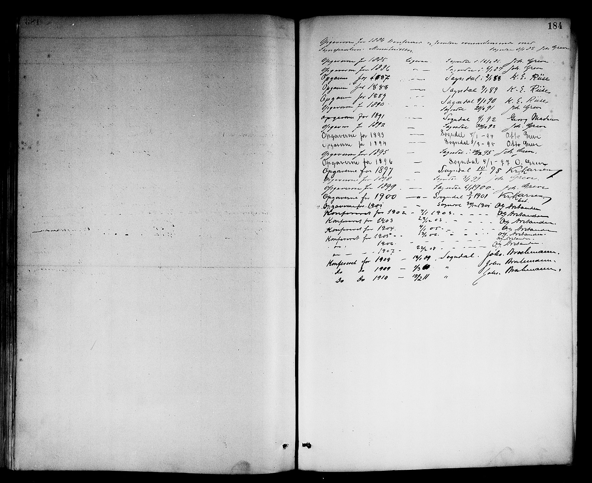 Sogndal sokneprestembete, SAB/A-81301/H/Hab/Habc/L0002: Parish register (copy) no. C 2, 1884-1910, p. 184