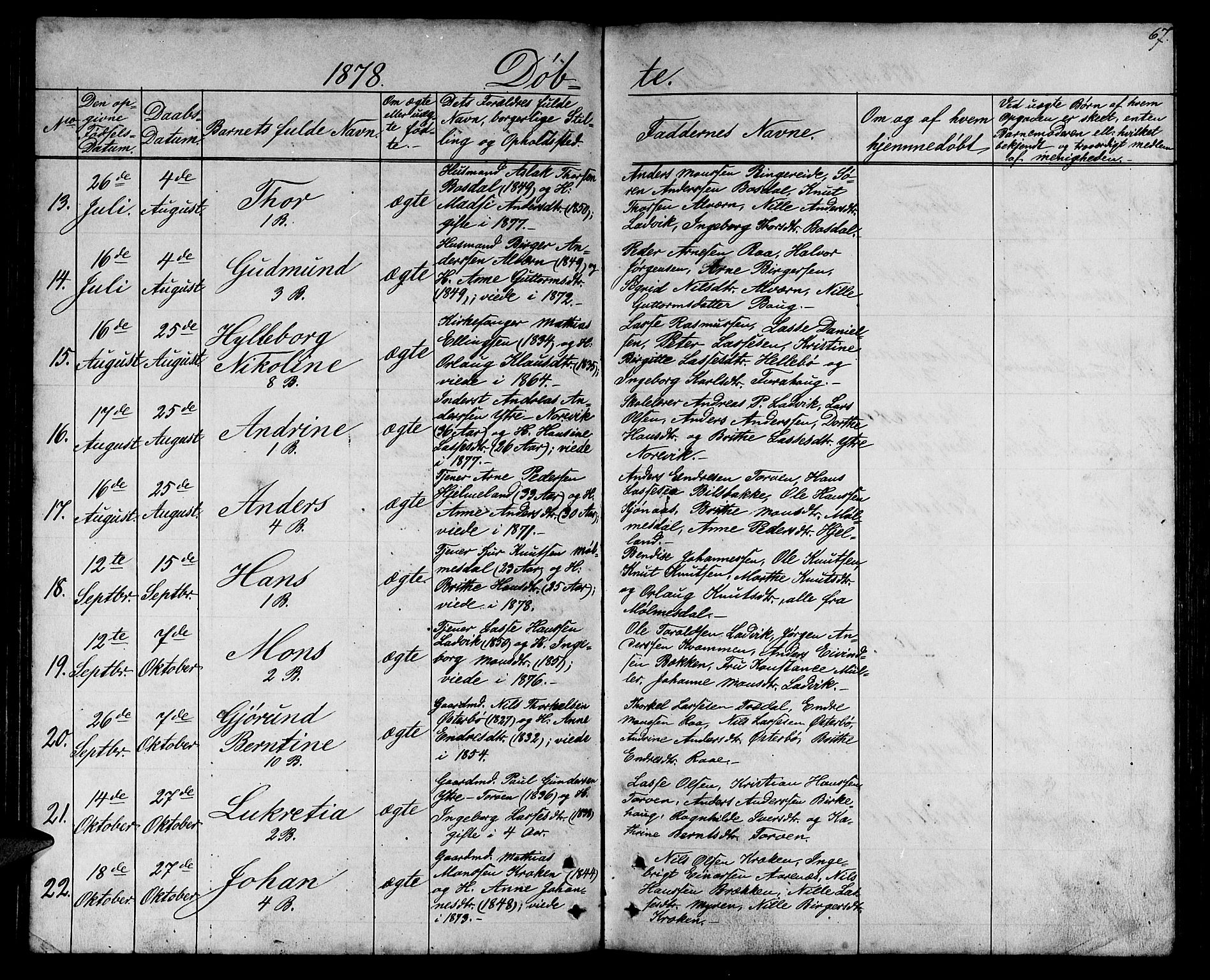 Lavik sokneprestembete, SAB/A-80901: Parish register (copy) no. A 1, 1854-1881, p. 67