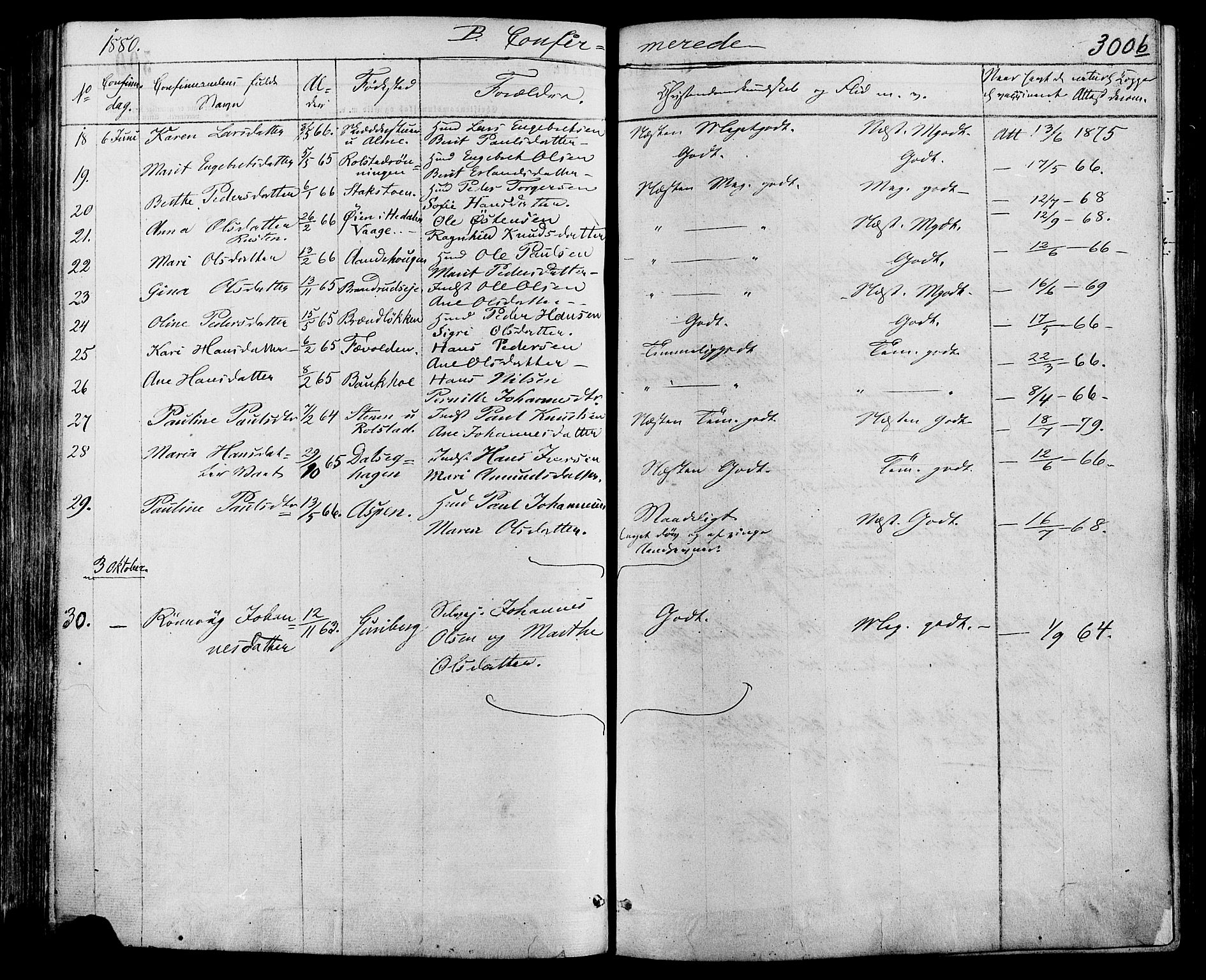 Sør-Fron prestekontor, AV/SAH-PREST-010/H/Ha/Haa/L0002: Parish register (official) no. 2, 1864-1880, p. 300b