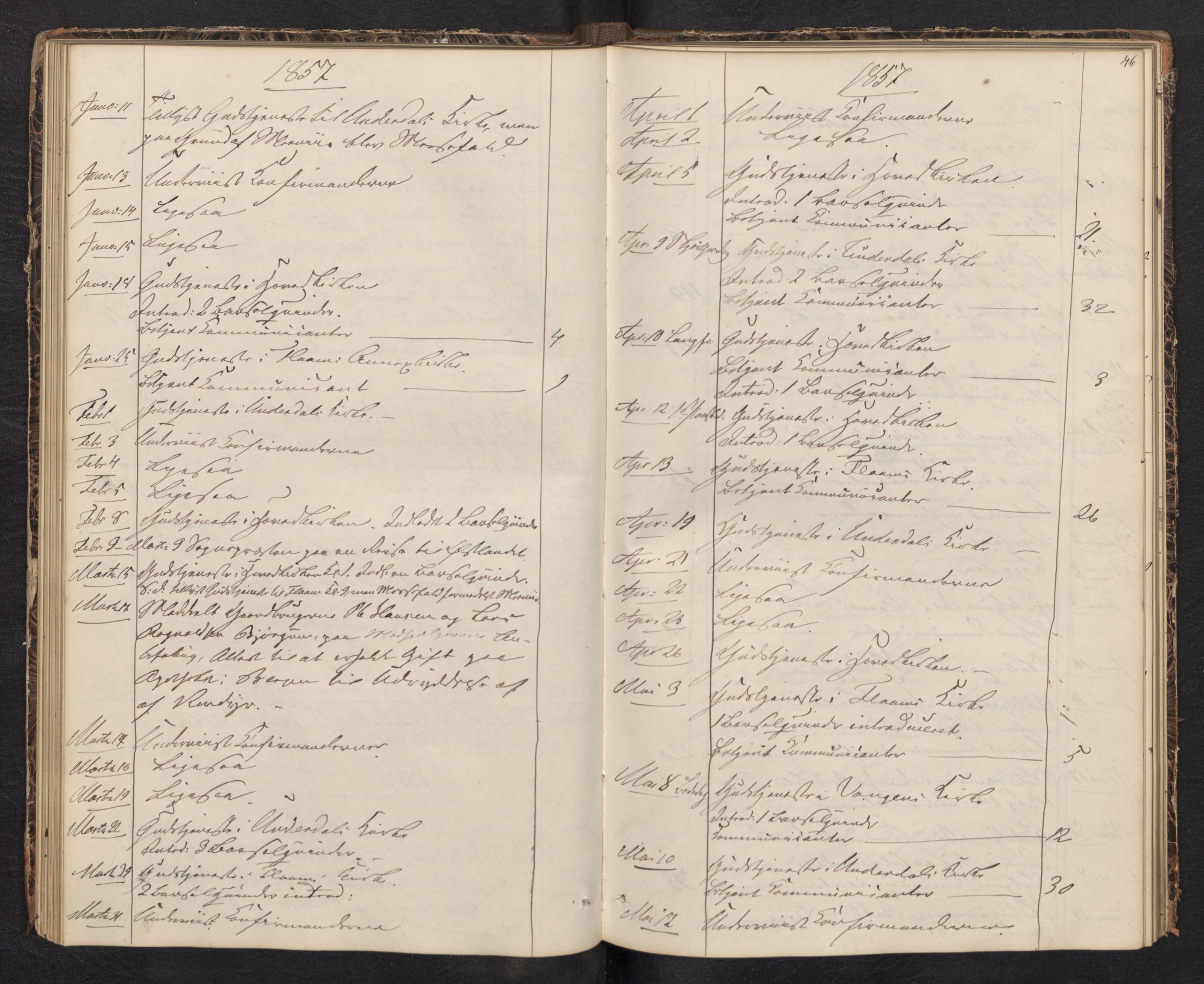 Aurland sokneprestembete, AV/SAB-A-99937/H/Ha/Haf: Diary records no. F 0, 1844-1876, p. 45b-46a