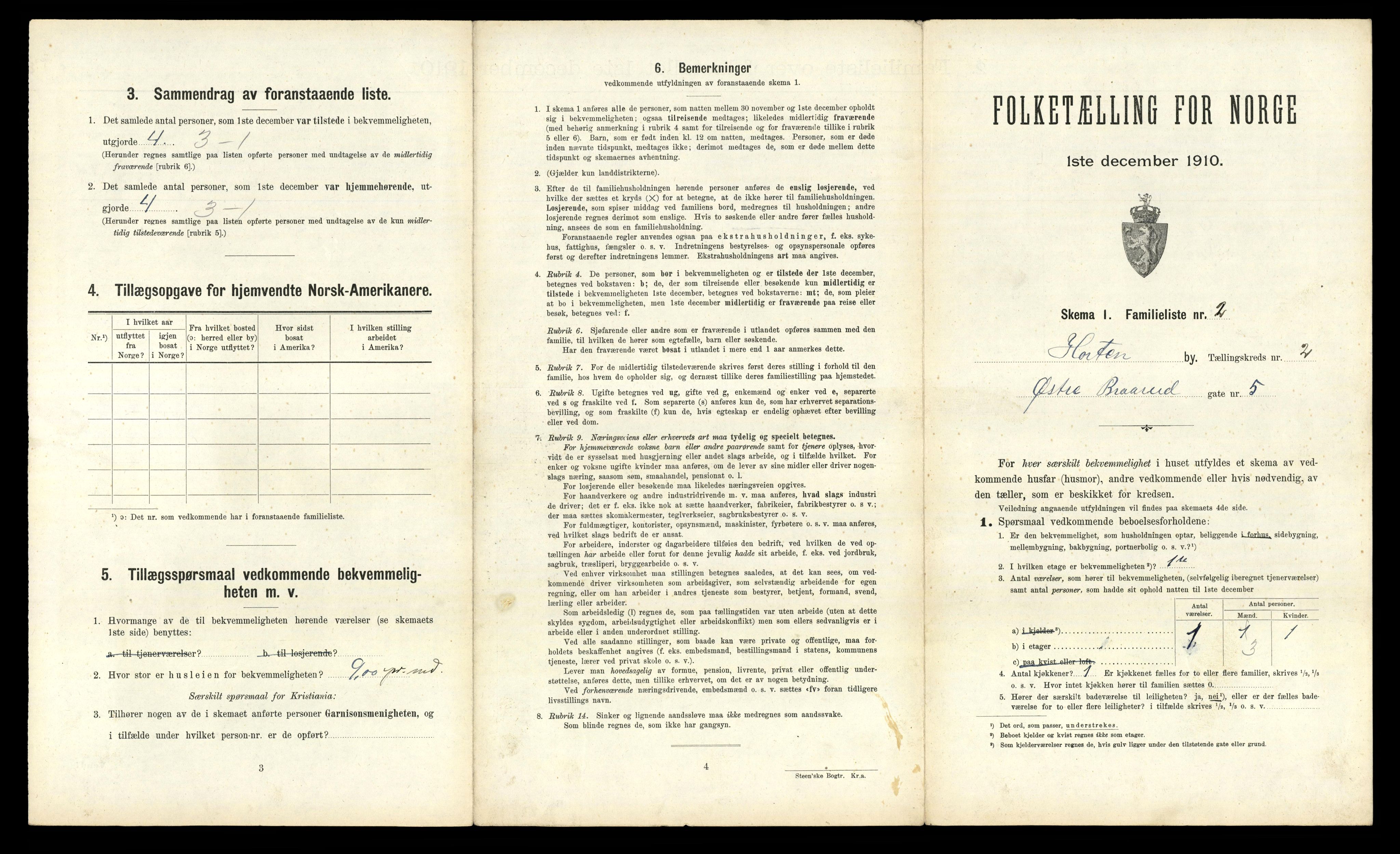 RA, 1910 census for Horten, 1910, p. 1640