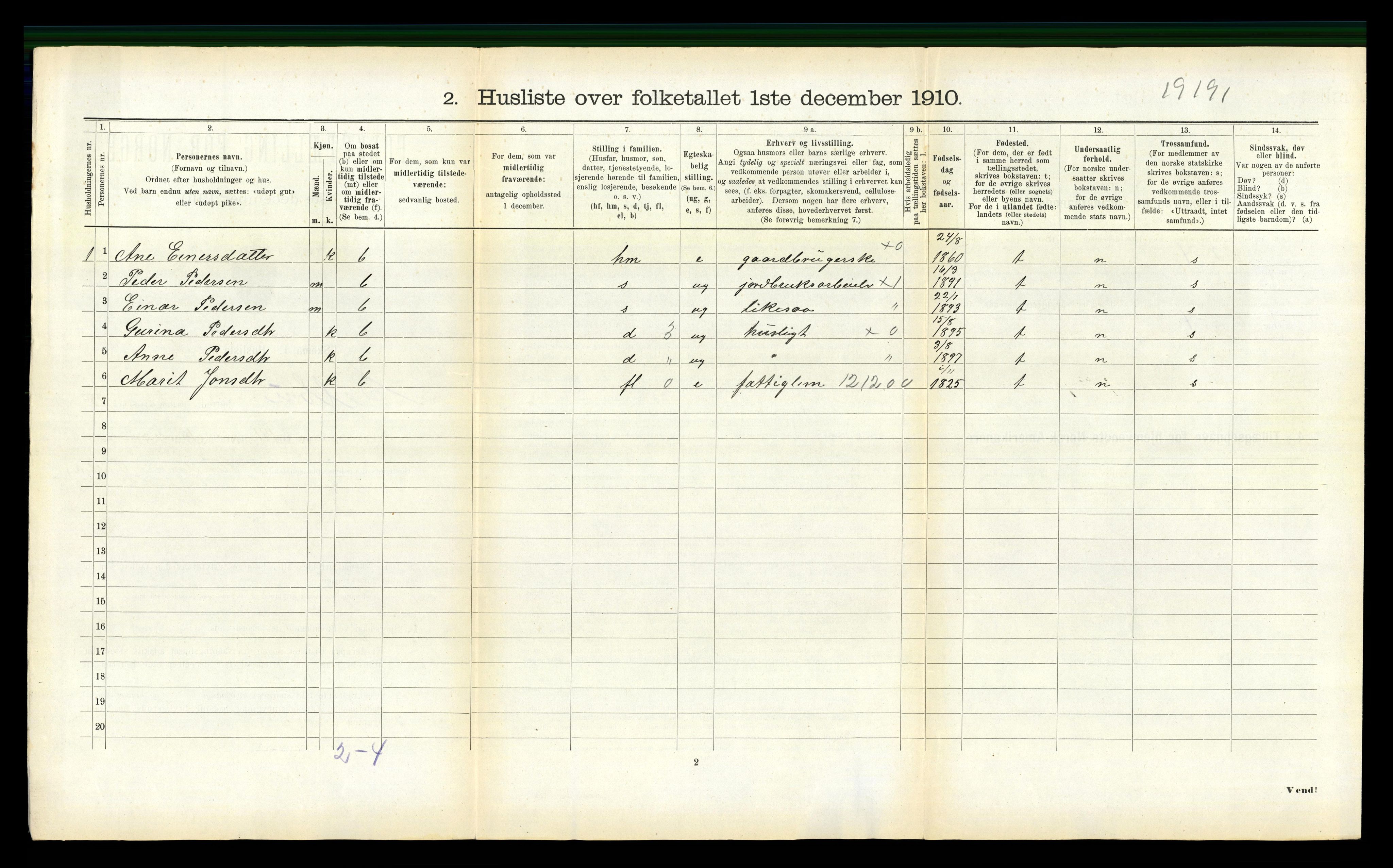 RA, 1910 census for Selbu, 1910, p. 1445