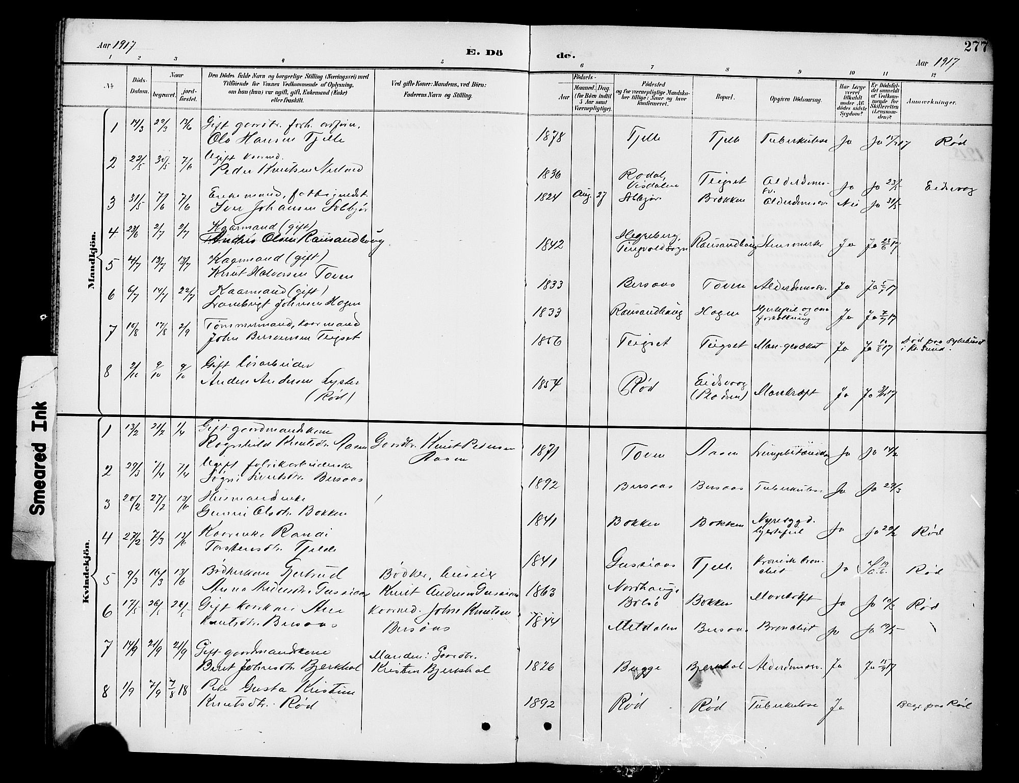 Ministerialprotokoller, klokkerbøker og fødselsregistre - Møre og Romsdal, SAT/A-1454/551/L0632: Parish register (copy) no. 551C04, 1894-1920, p. 277