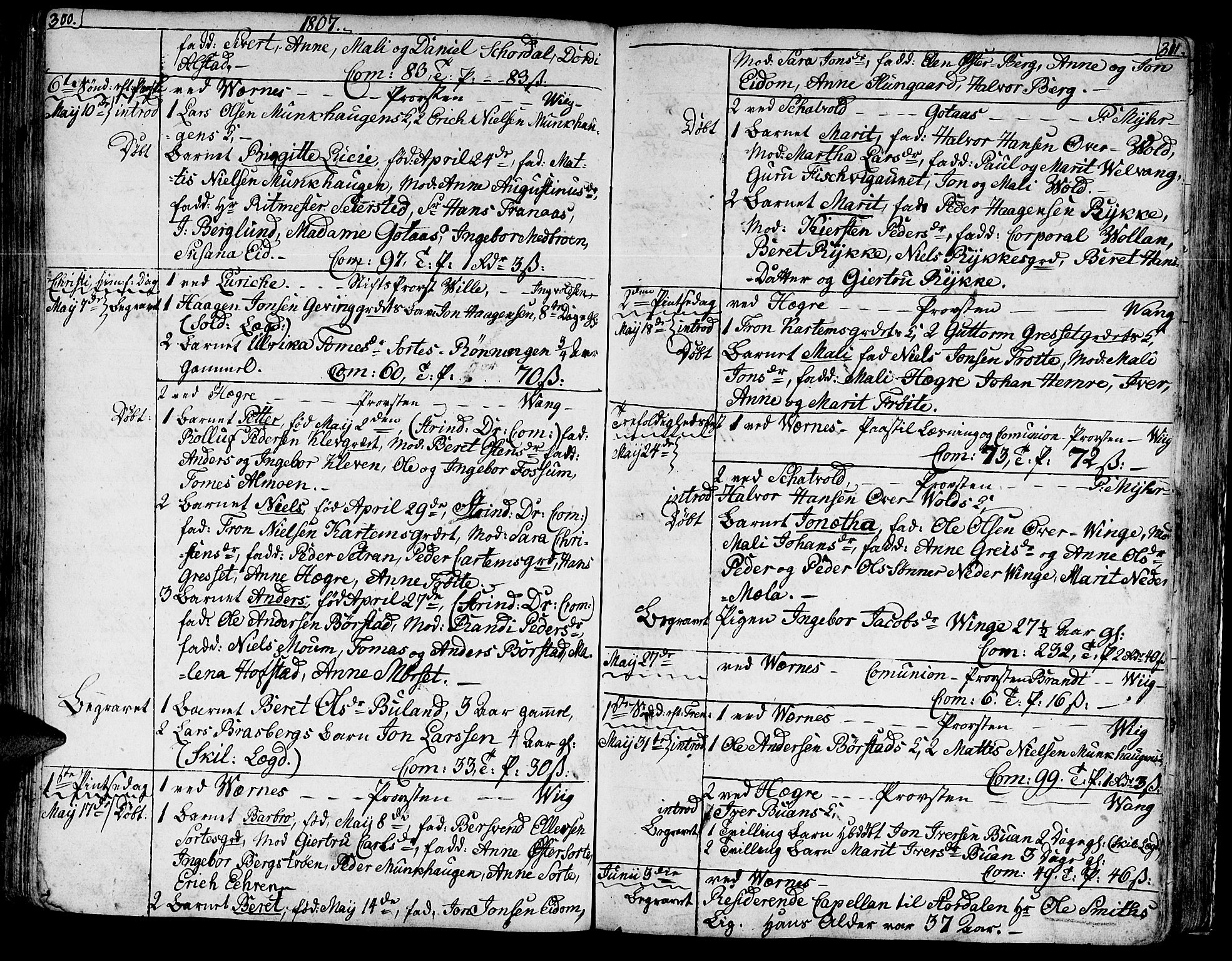 Ministerialprotokoller, klokkerbøker og fødselsregistre - Nord-Trøndelag, SAT/A-1458/709/L0060: Parish register (official) no. 709A07, 1797-1815, p. 300-301