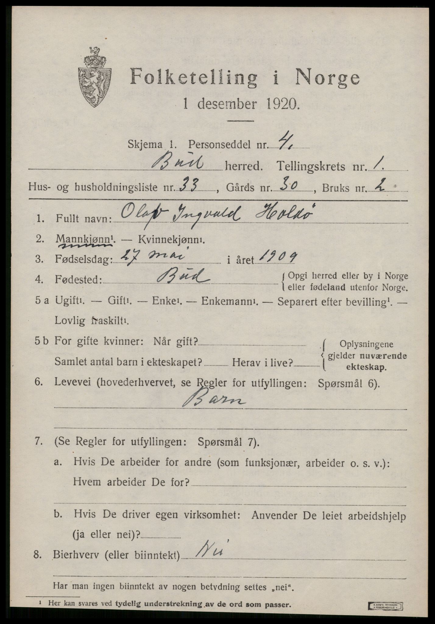SAT, 1920 census for Bud, 1920, p. 898