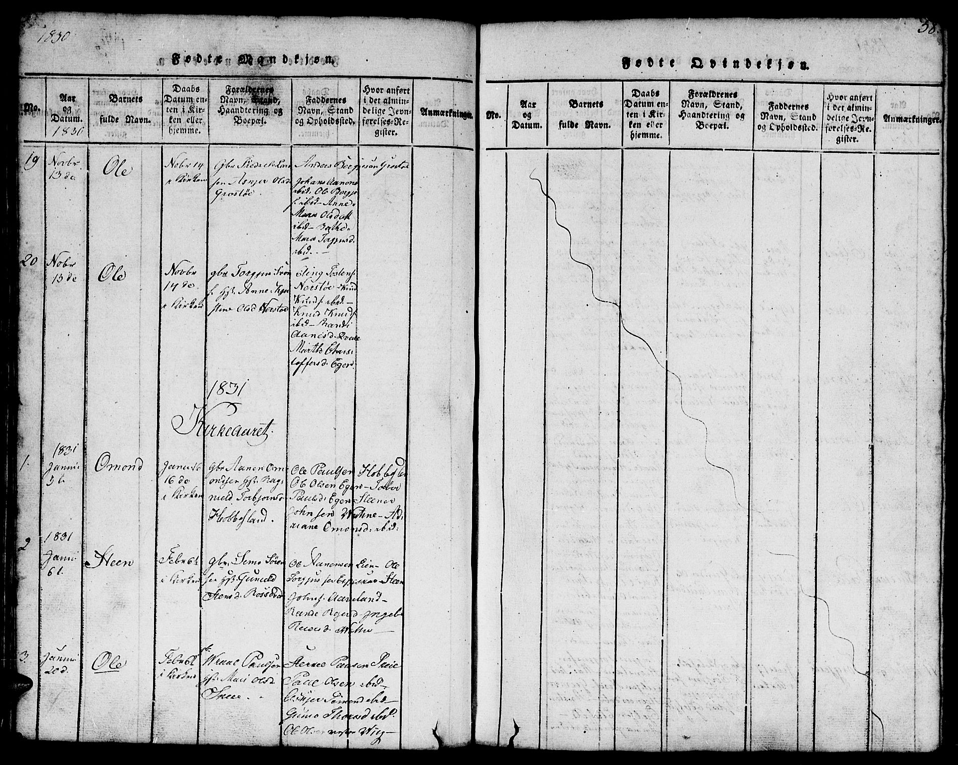 Hægebostad sokneprestkontor, SAK/1111-0024/F/Fb/Fbb/L0001: Parish register (copy) no. B 1, 1816-1850, p. 58