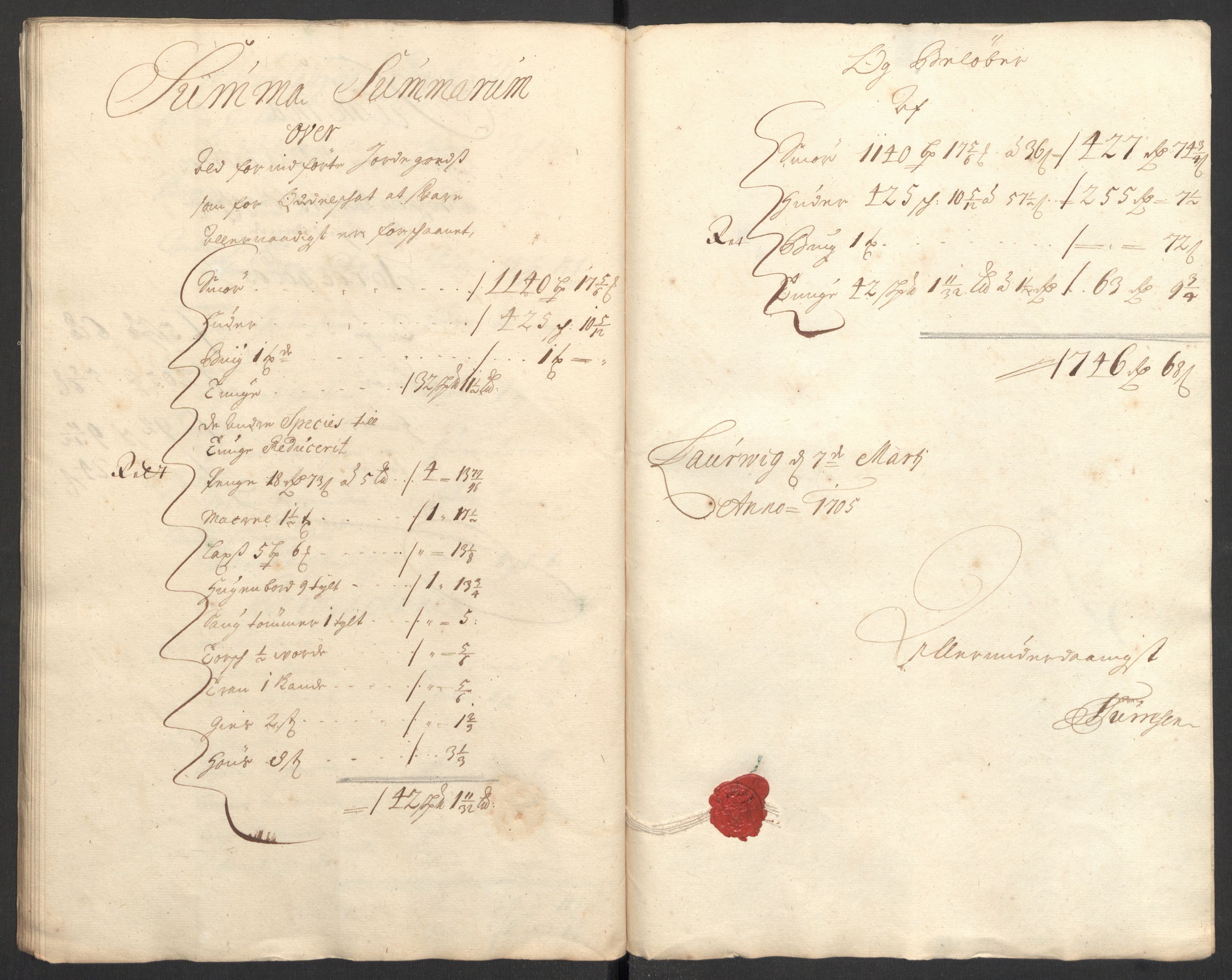 Rentekammeret inntil 1814, Reviderte regnskaper, Fogderegnskap, RA/EA-4092/R33/L1978: Fogderegnskap Larvik grevskap, 1704-1705, p. 235