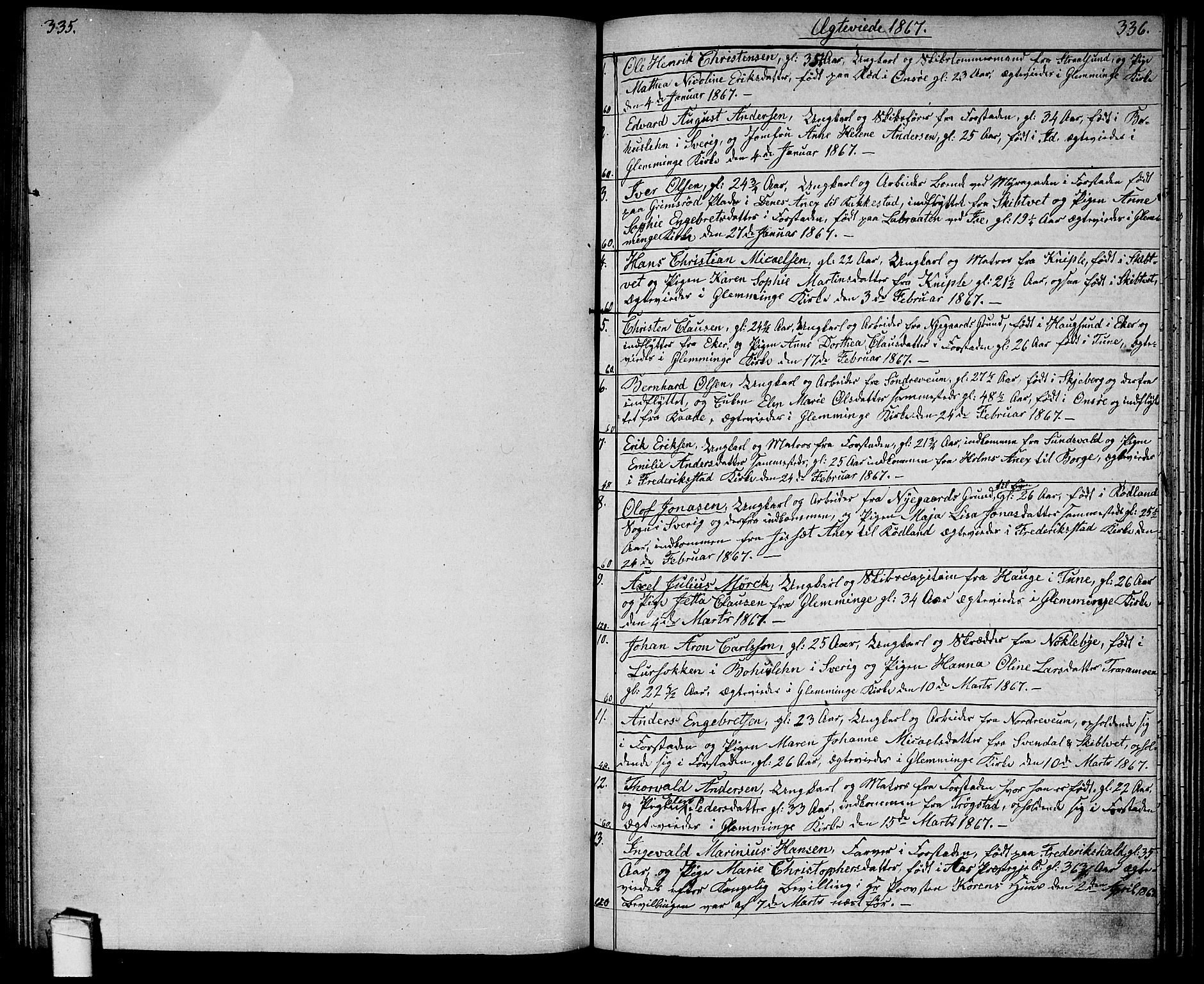 Glemmen prestekontor Kirkebøker, AV/SAO-A-10908/G/Ga/L0004: Parish register (copy) no. 4, 1867-1875, p. 335-336