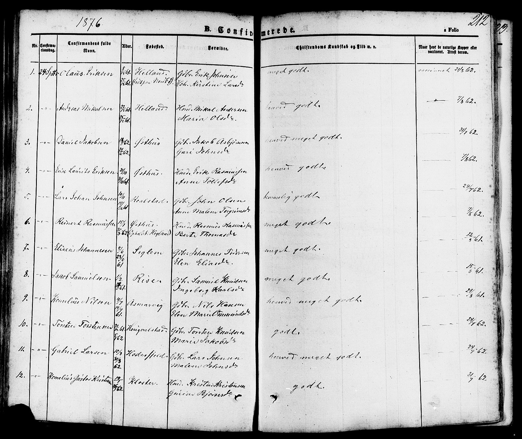 Rennesøy sokneprestkontor, SAST/A -101827/H/Ha/Haa/L0006: Parish register (official) no. A 6, 1860-1878, p. 212