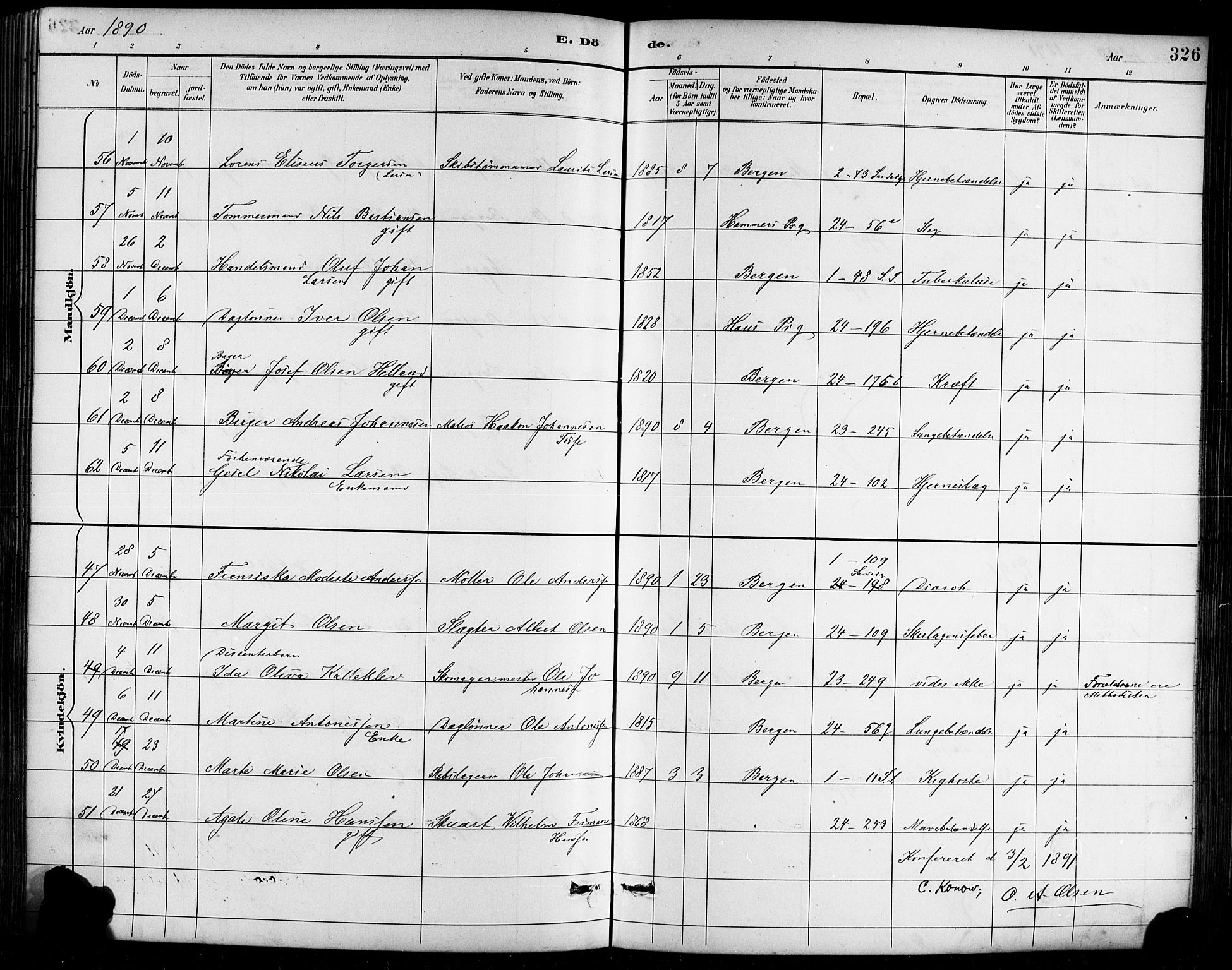 Sandviken Sokneprestembete, SAB/A-77601/H/Hb/L0002: Parish register (copy) no. A 3, 1888-1902, p. 326