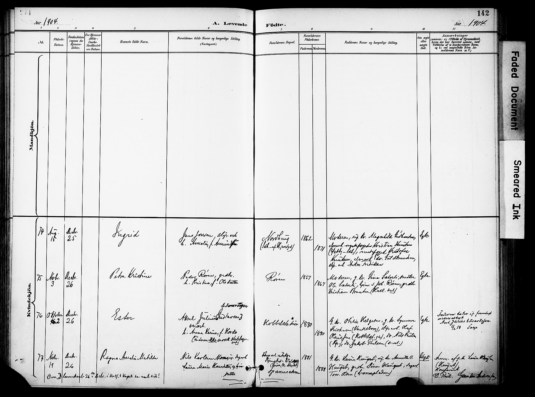 Eiker kirkebøker, AV/SAKO-A-4/F/Fb/L0003: Parish register (official) no. II 3, 1896-1942, p. 142