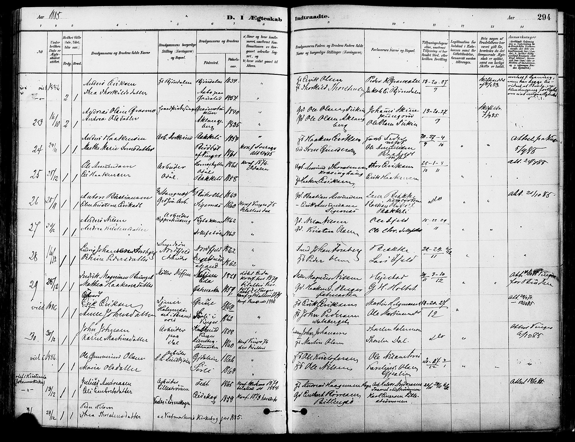 Eidskog prestekontor, SAH/PREST-026/H/Ha/Haa/L0003: Parish register (official) no. 3, 1879-1892, p. 294