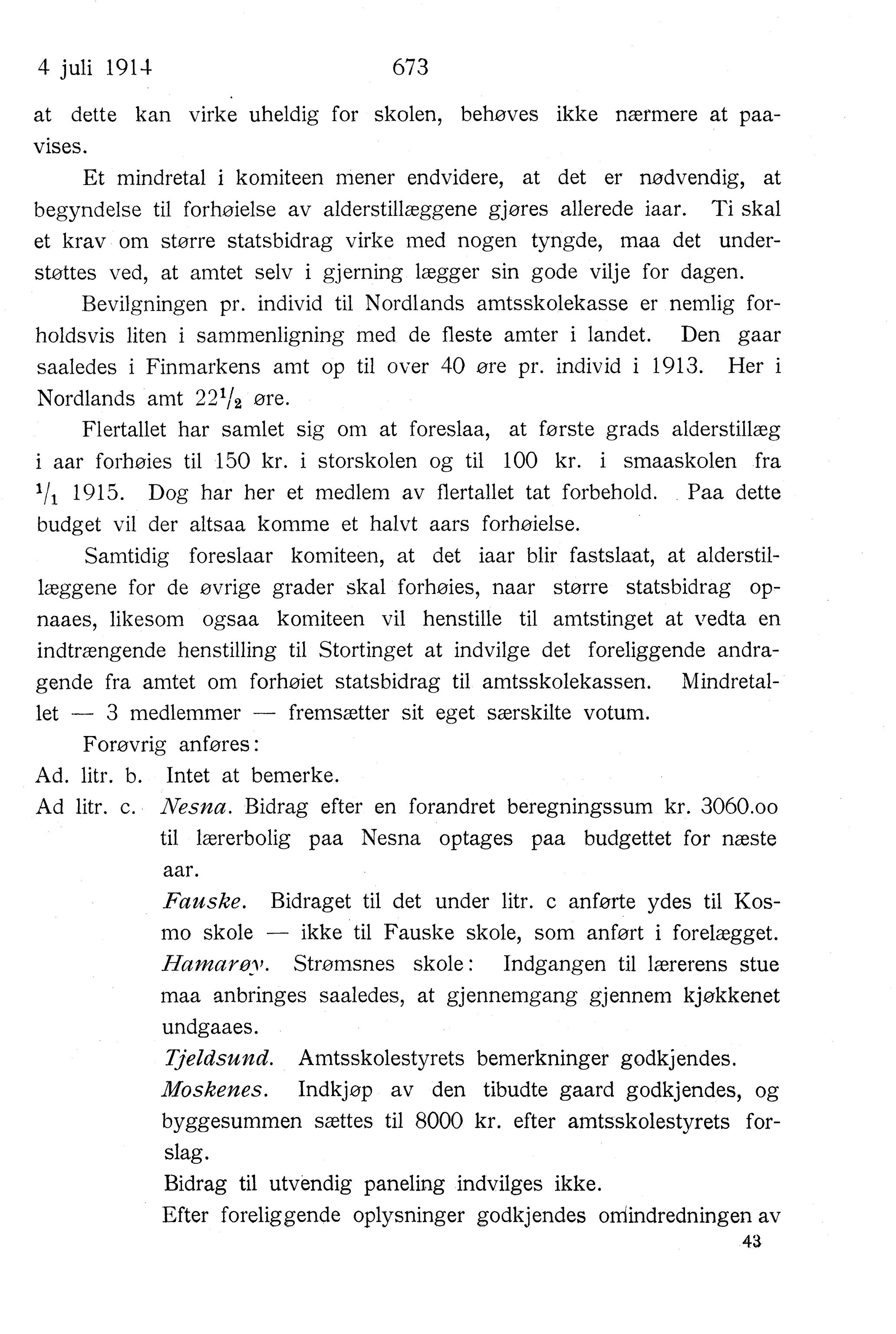 Nordland Fylkeskommune. Fylkestinget, AIN/NFK-17/176/A/Ac/L0037: Fylkestingsforhandlinger 1914, 1914