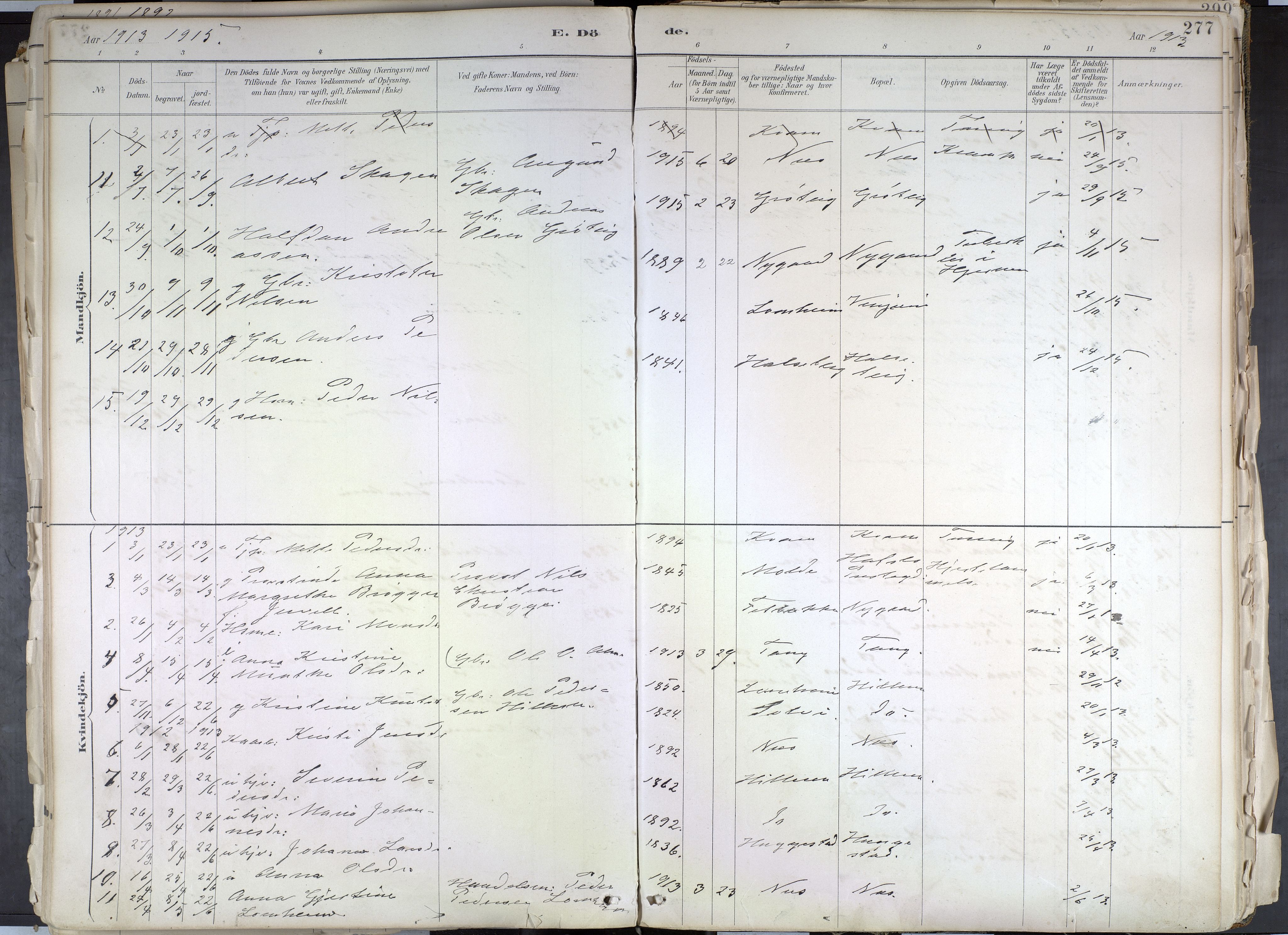 Hafslo sokneprestembete, AV/SAB-A-80301/H/Haa/Haab/L0001: Parish register (official) no. B 1, 1886-1945, p. 277